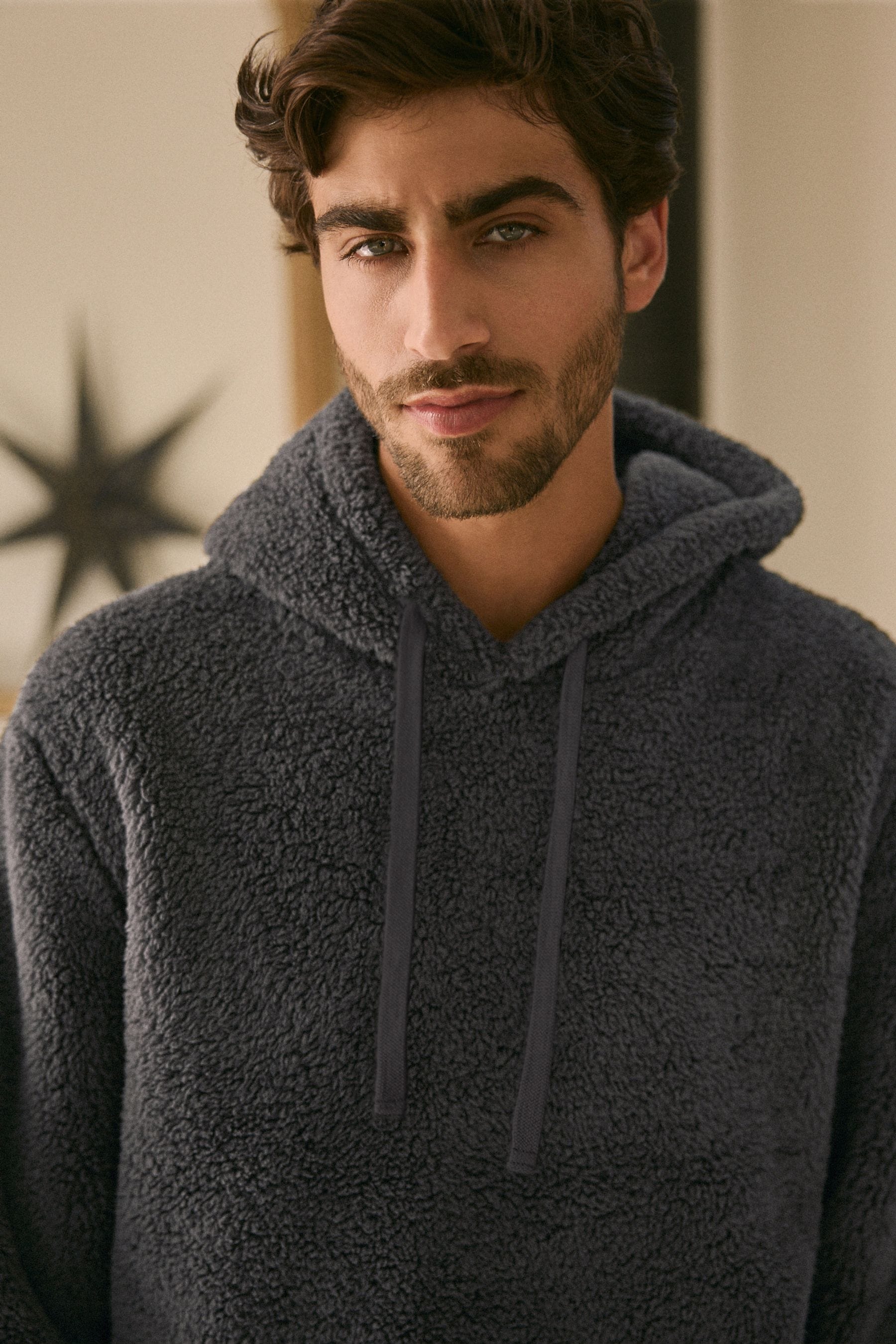 Buy Slate Grey Fleece Borg Overhead Hoodie from the Next UK online shop