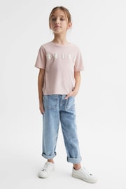 Reiss Pale Pink Bobbi Junior Motif Crew Neck T-Shirt - Image 3 of 6