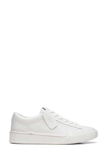 Clarks White Leather Craft Cup Walk Trainers