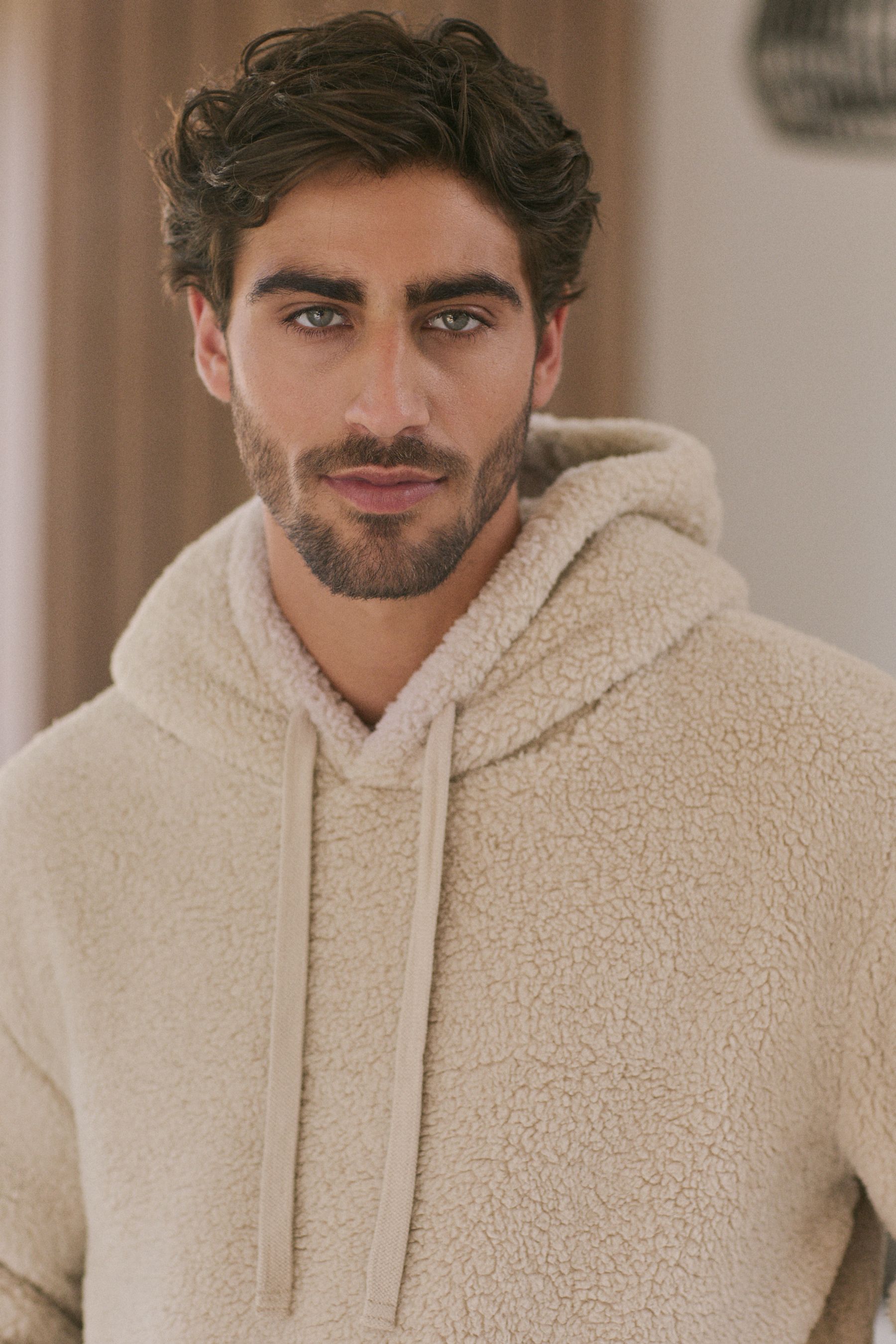 Buy Cream Fleece Borg Overhead Hoodie from Next USA