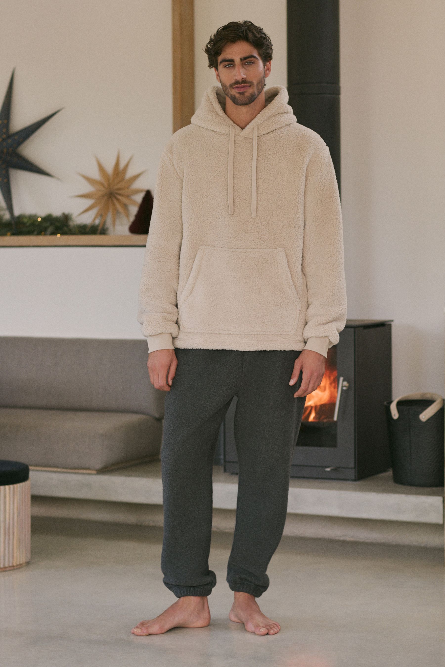 Buy Cream Fleece Borg Overhead Hoodie from Next Netherlands
