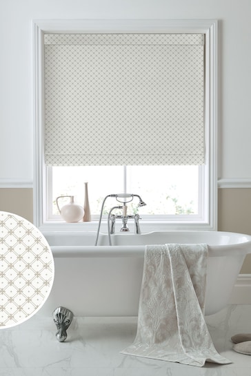 Laura Ashley Dove Grey Wickerwork Made to Measure Roman Blinds