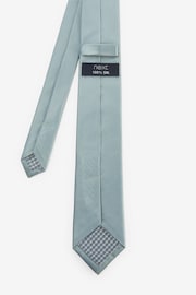 Sage Green Slim Silk Tie And Pocket Square Set - Image 4 of 5