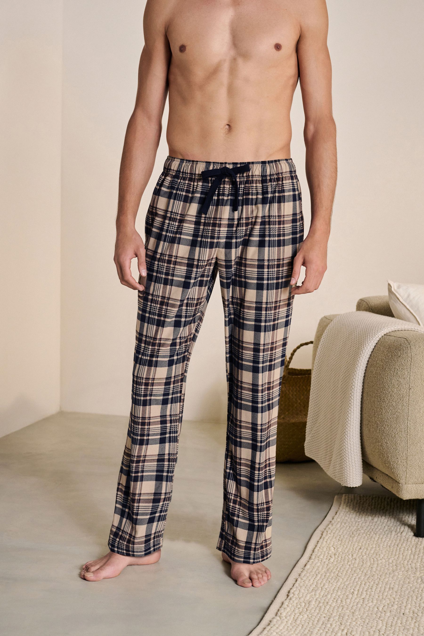 Buy Black Stone Check Motionflex Cosy Pyjama Bottoms 2 Pack from the Next UK online shop