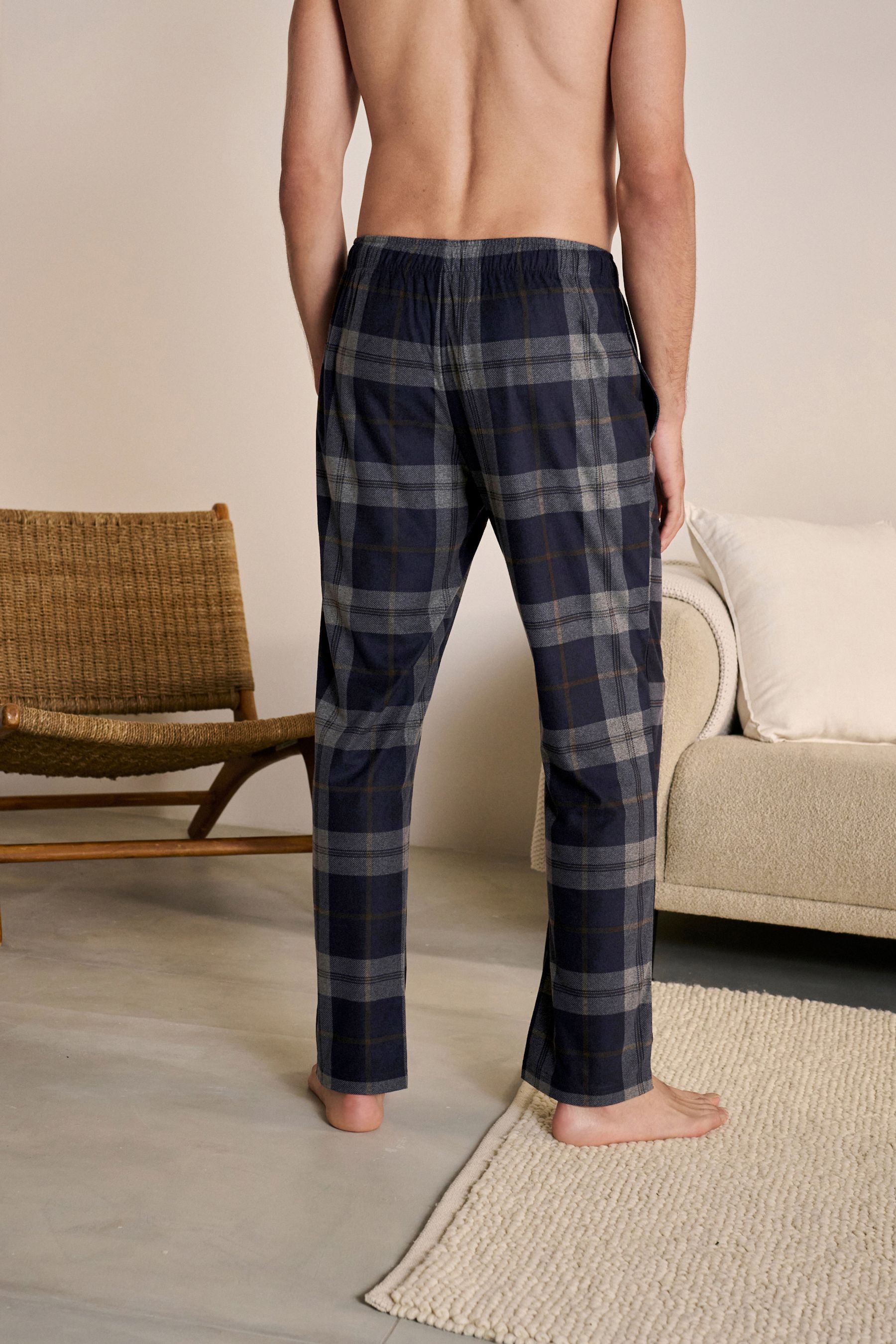 Buy Navy Blue Grey Check Motionflex Cosy Pyjama Bottoms from the Next UK online shop