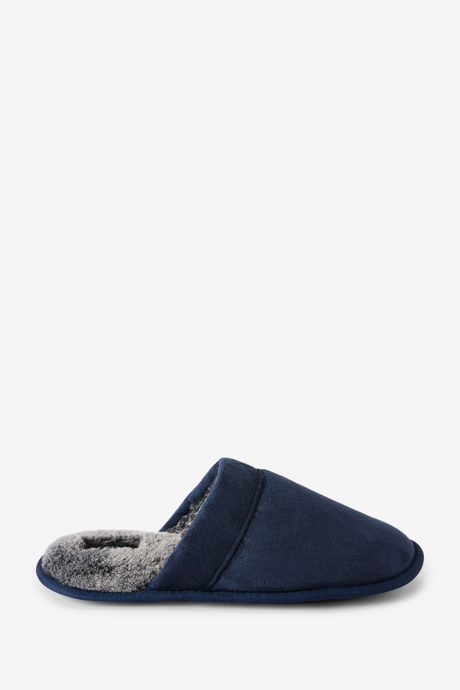 Buy Navy Blue Mule Slippers with Faux Lining from the Next UK online shop