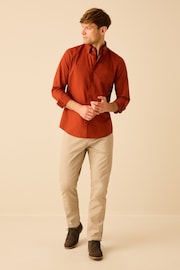 Terracotta Brown Slim Fit Easy Iron Button Down Oxford Shirt - Image 2 of 8