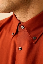 Terracotta Brown Slim Fit Easy Iron Button Down Oxford Shirt - Image 4 of 8