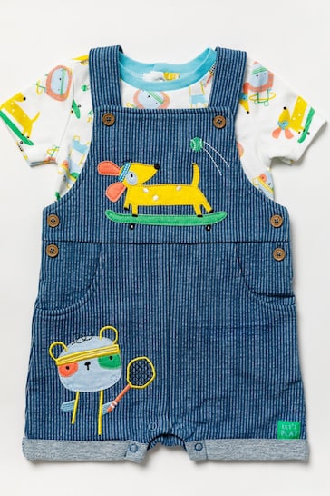 L&J Blue Dungaree, T-Shirt and Sunglasses Outfit Set