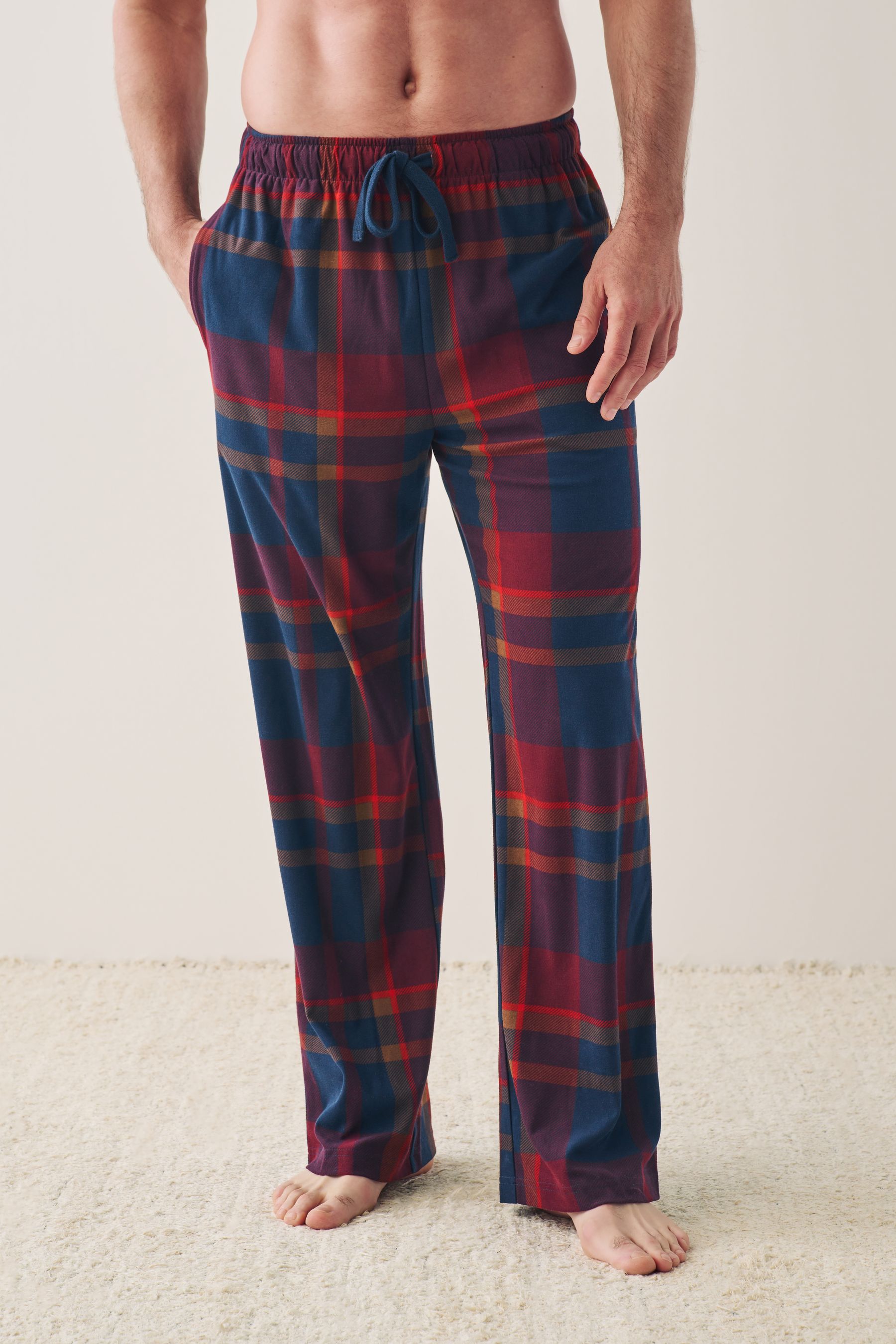 Buy Navy Blue Red Check Motionflex Cosy Pyjama Bottoms from the Next UK online shop