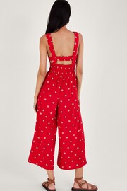 Monsoon Red Geometric Print Cut-Out Jumpsuit in Lenzing™ EcoVero™ - Image 2 of 6