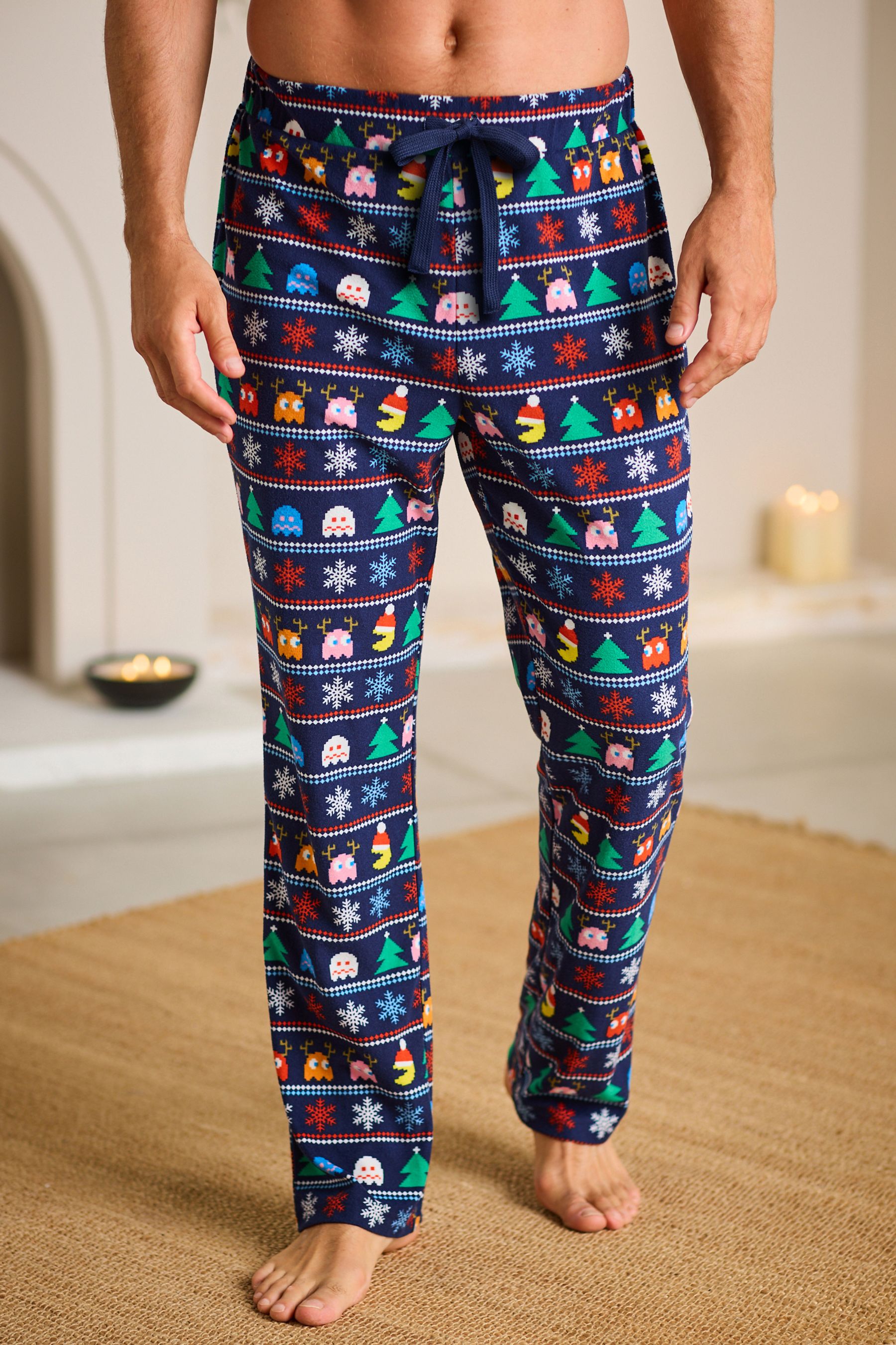Buy Navy Blue Pac Man Christmas Cosy Pyjama Bottoms from the Next UK online shop