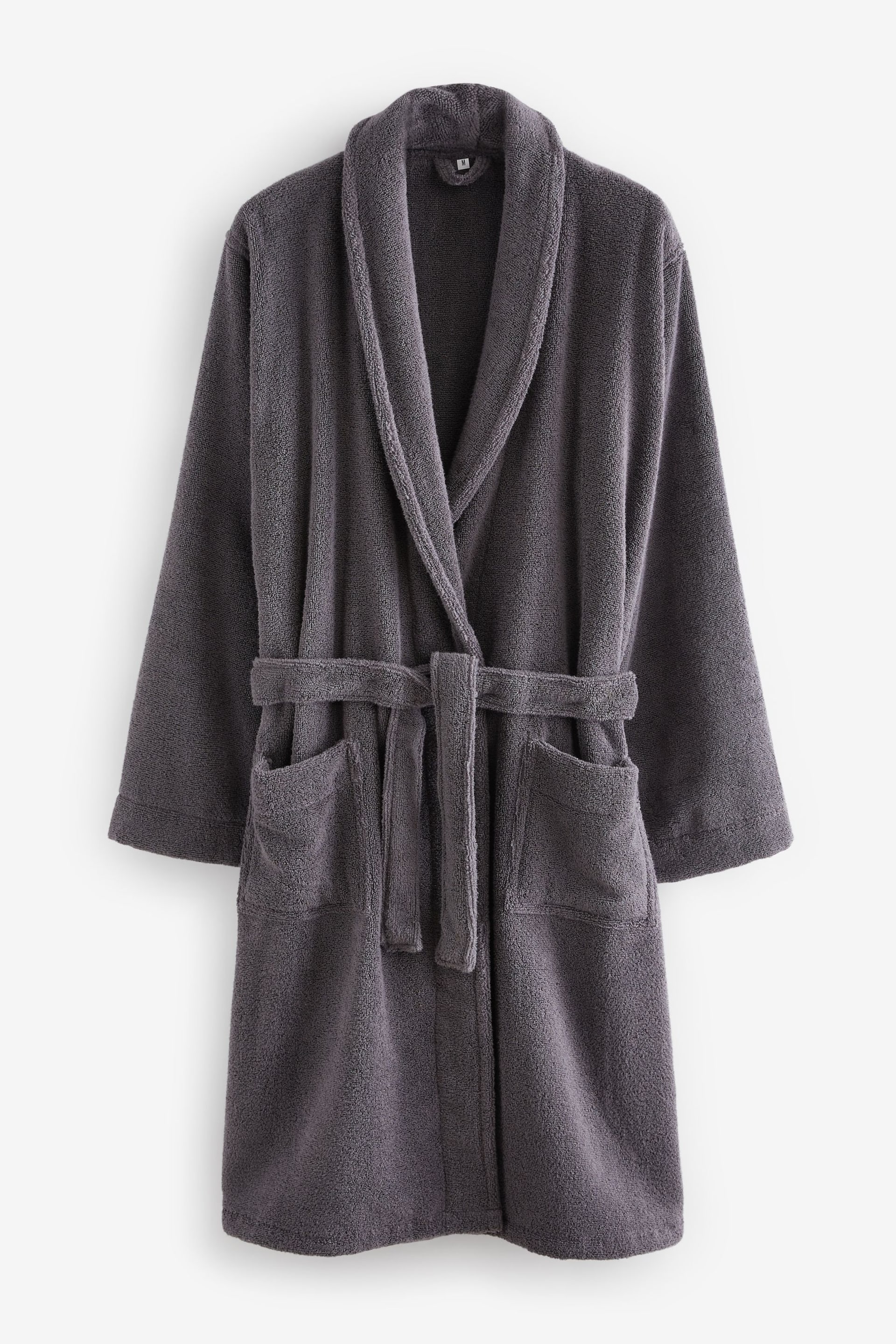 Charcoal Grey Signature Pure Cotton Towelling Dressing Gown - Image 1 of 2