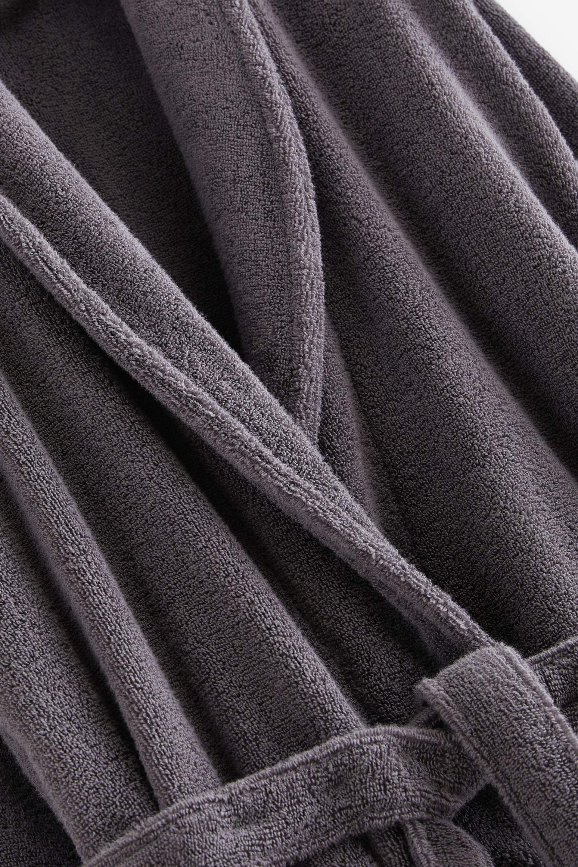 Charcoal Grey Signature Pure Cotton Towelling Dressing Gown - Image 2 of 2