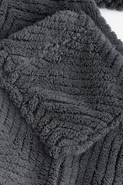 Slate Grey Textured Fleece Dressing Gown Robe - Image 7 of 9