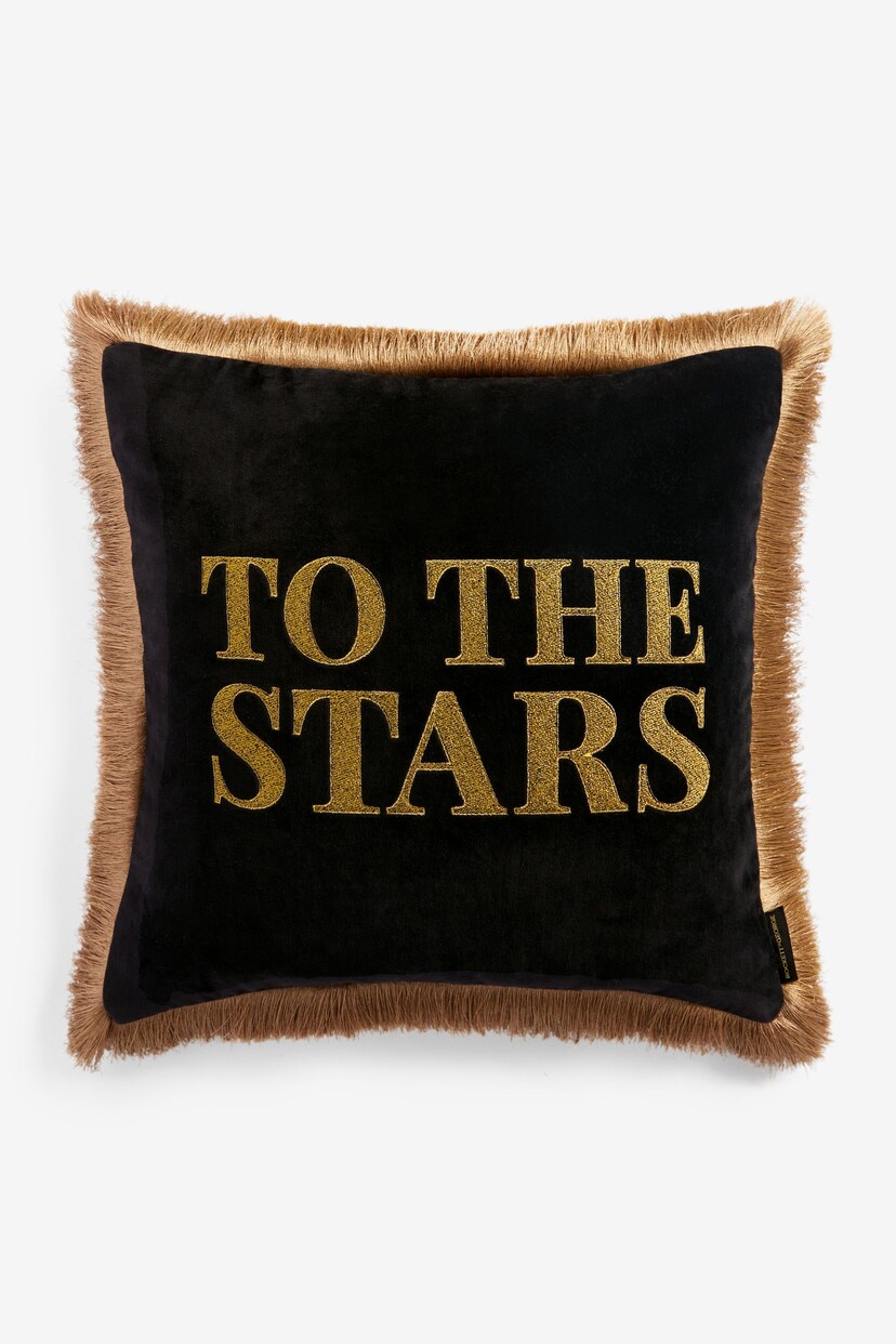 Rockett St George To The Stars Velvet Fringe Feather Filled Cushion - Image 5 of 7