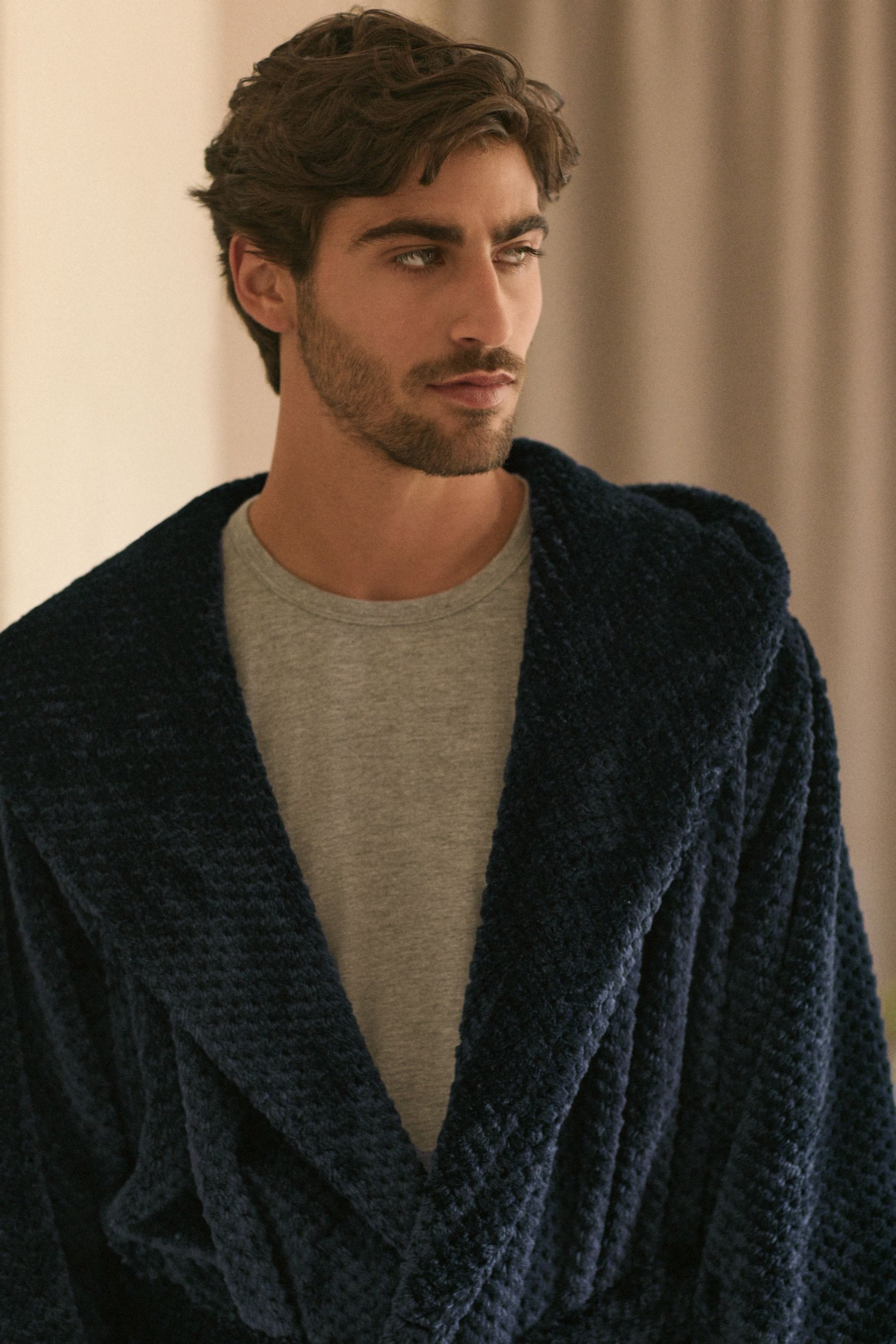 Next mens hooded dressing gown top