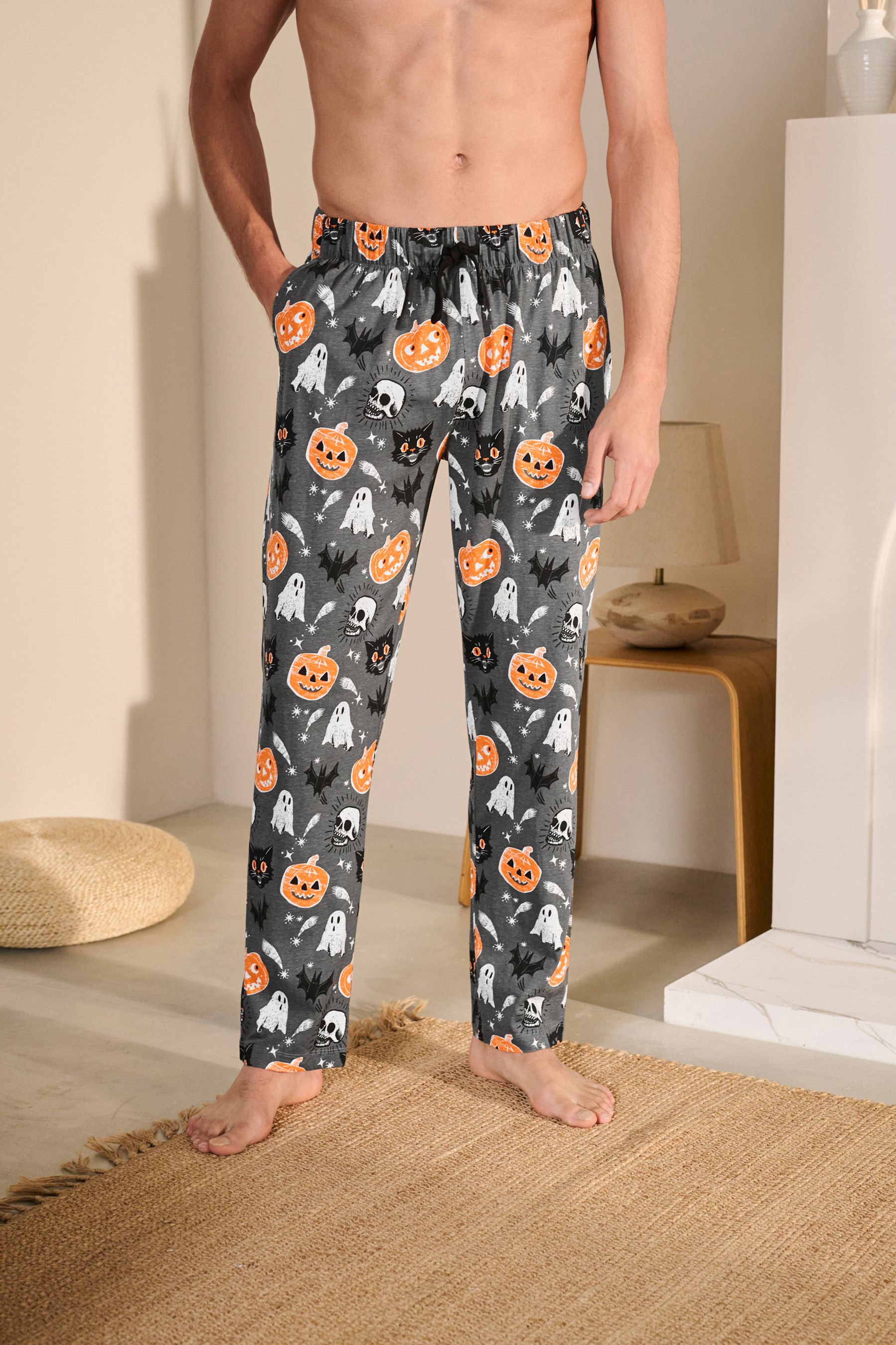 Buy Cat Pumpkin Black Halloween Jersey 100 Cotton Pyjamas Bottoms from the Next UK online shop