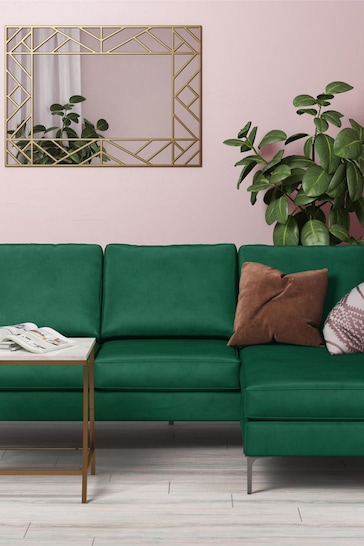 Novogratz Green Chapman Velvet Sectional Sofa