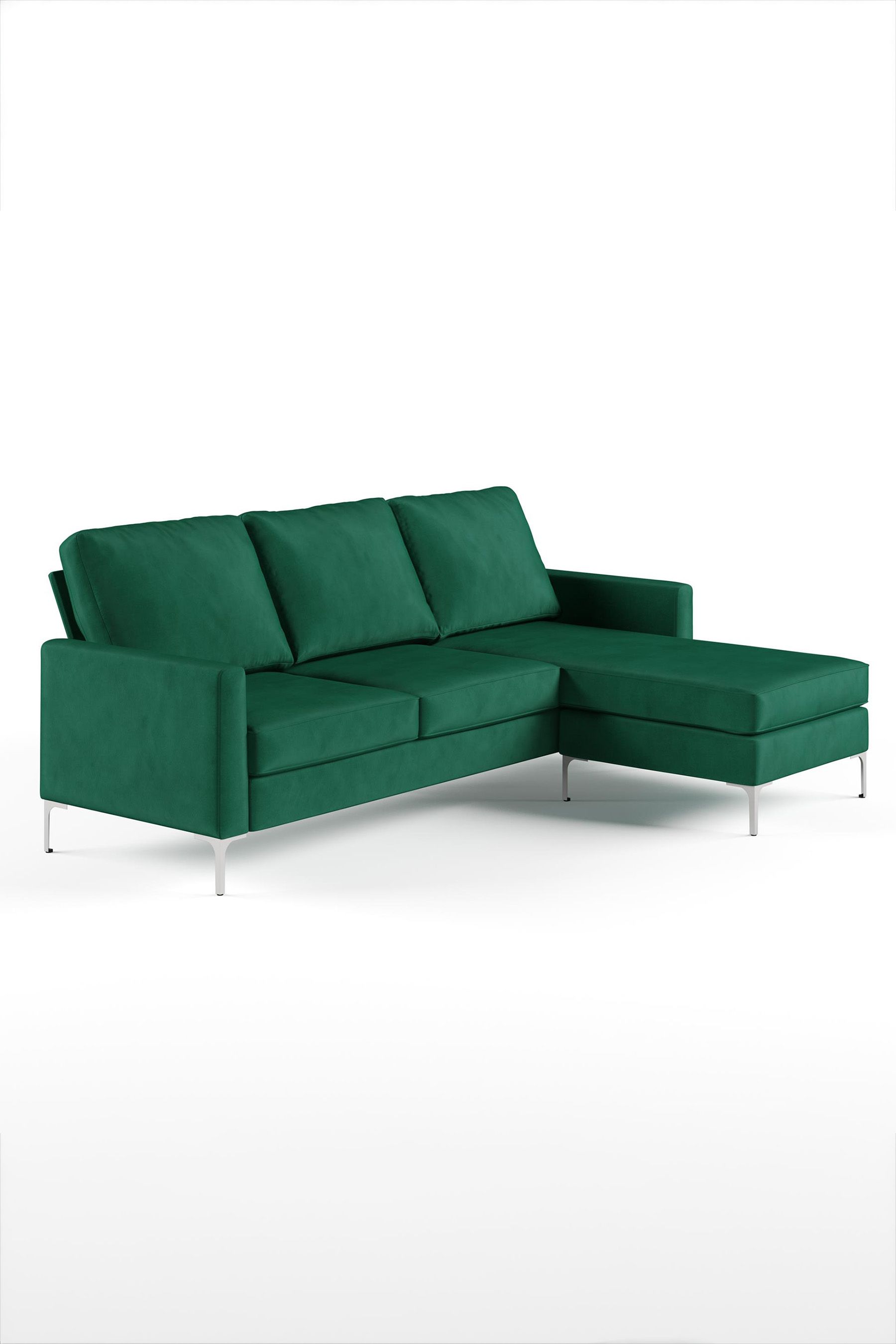 Novogratz chapman gray velvet sales sectional sofa with chrome legs