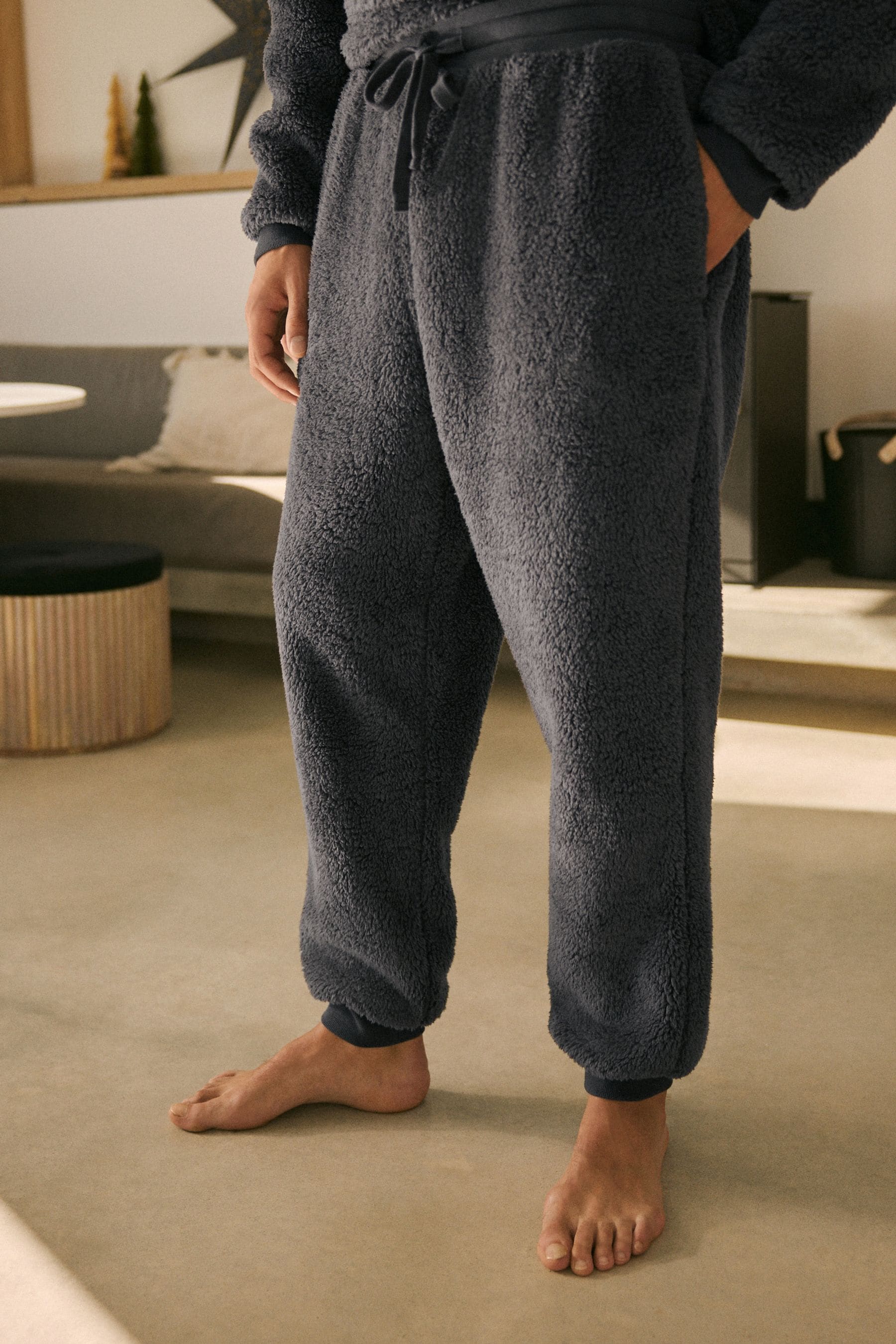 Borg fleece joggers outlet
