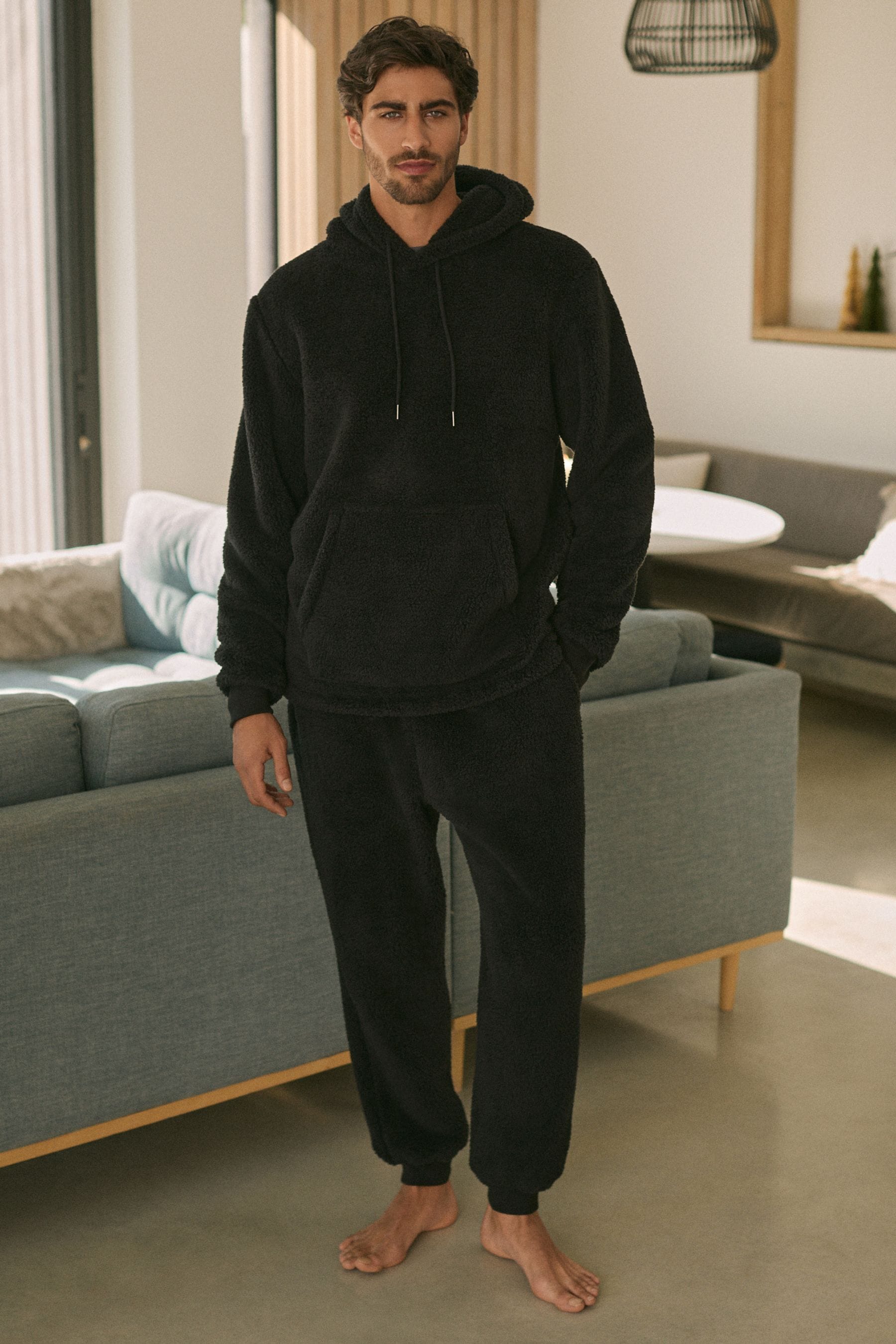 Black Fleece Borg Cuffed Joggers