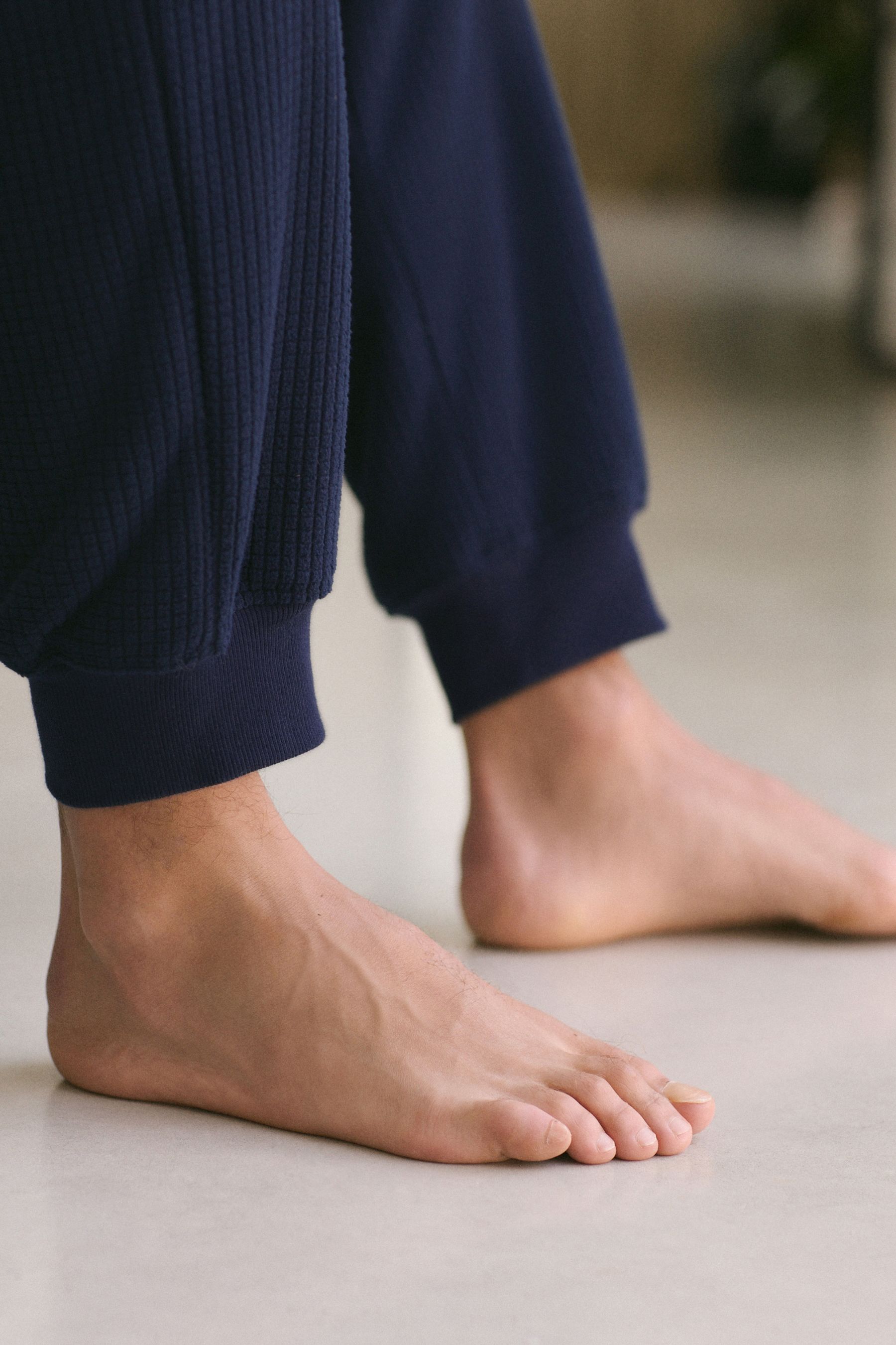 Buy Navy Blue Fleece Borg Lined Textured Joggers from Next Ireland