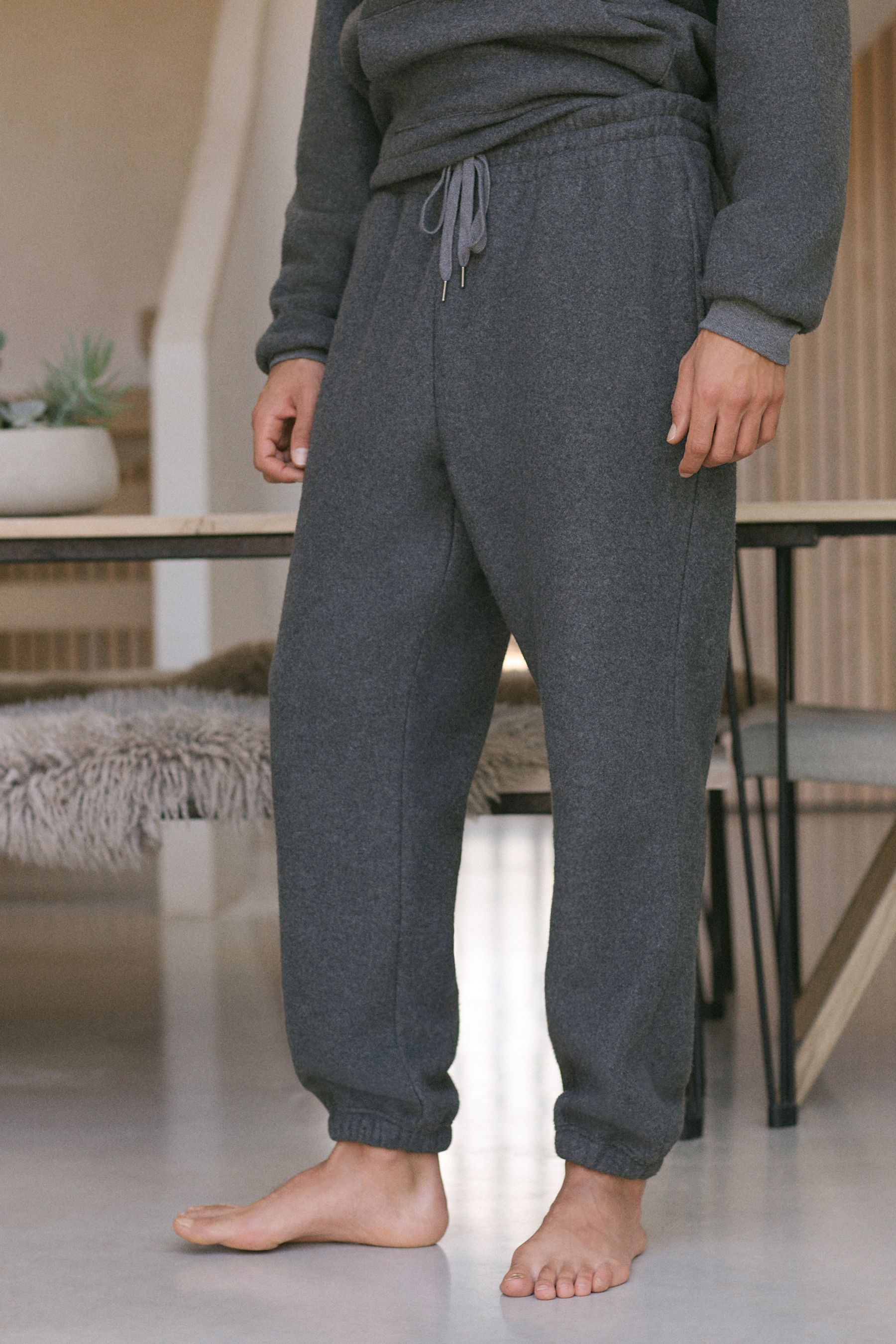 Slate Grey Fleece Borg Lined Brushed Joggers