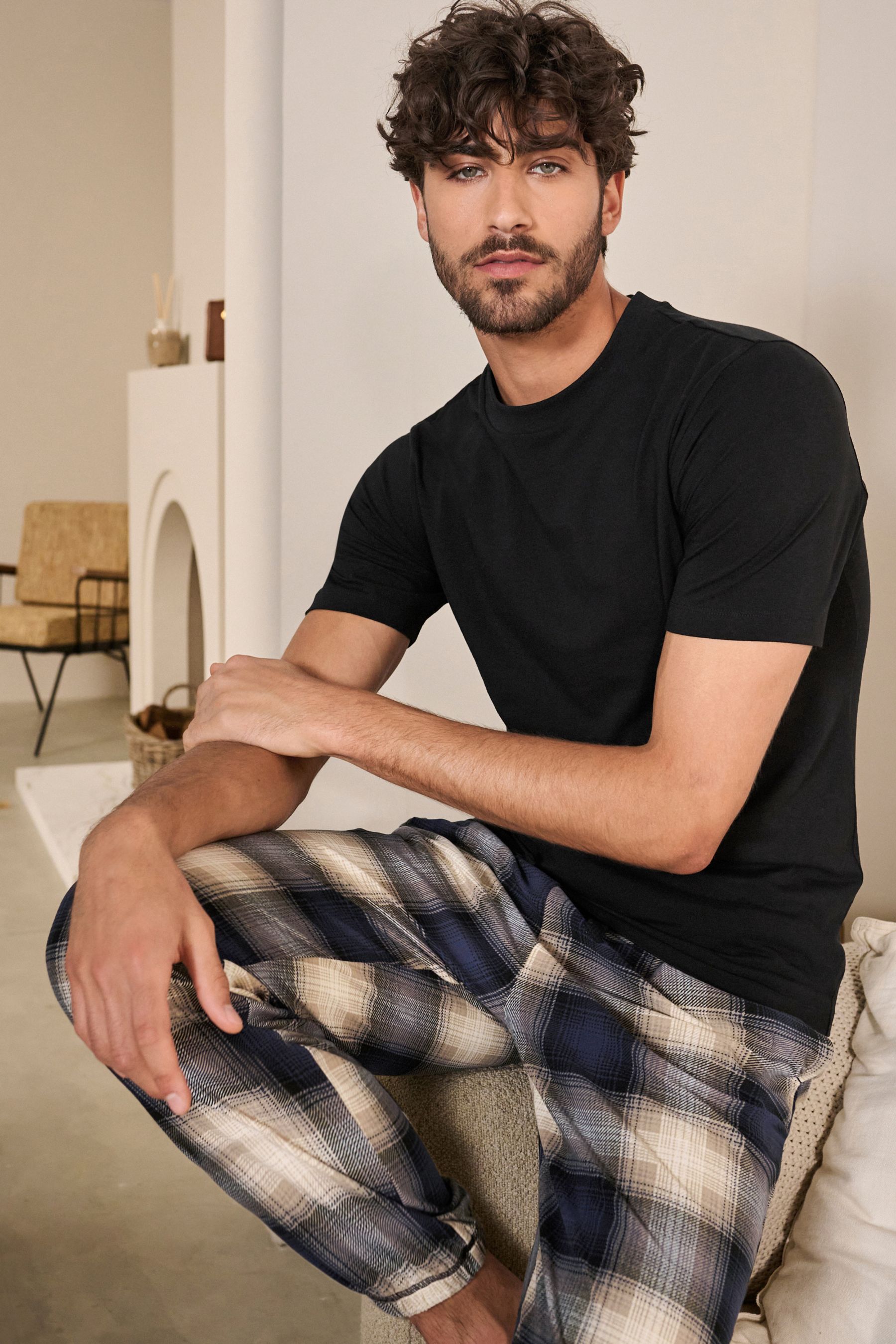 Mens cuffed pyjamas set outlet