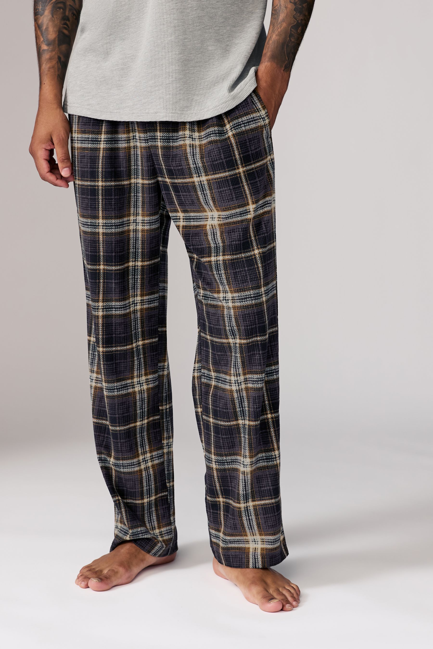 Buy Brown Grey Check Cosy Textured Short Sleeve Pyjamas Set Next Ukraine