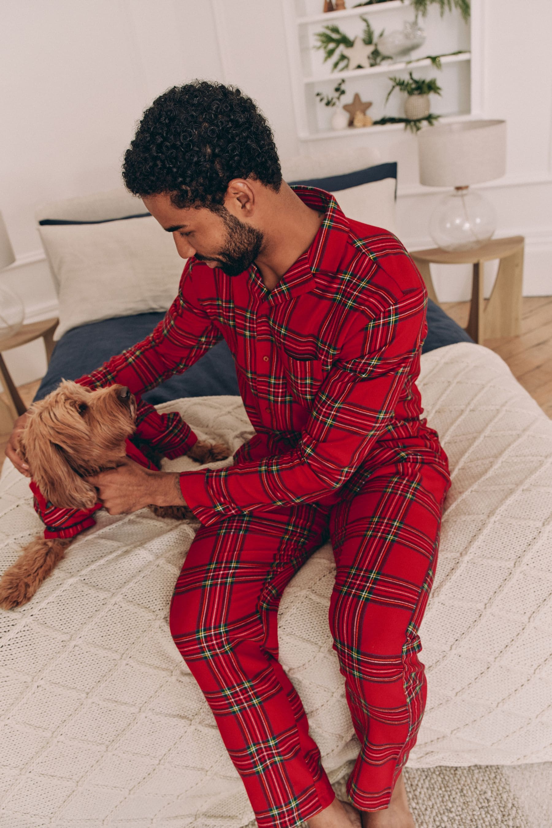 Buy Red Check 100 Cotton Matching Family Mens Christmas Flannel Pyjamas from the Next UK online shop