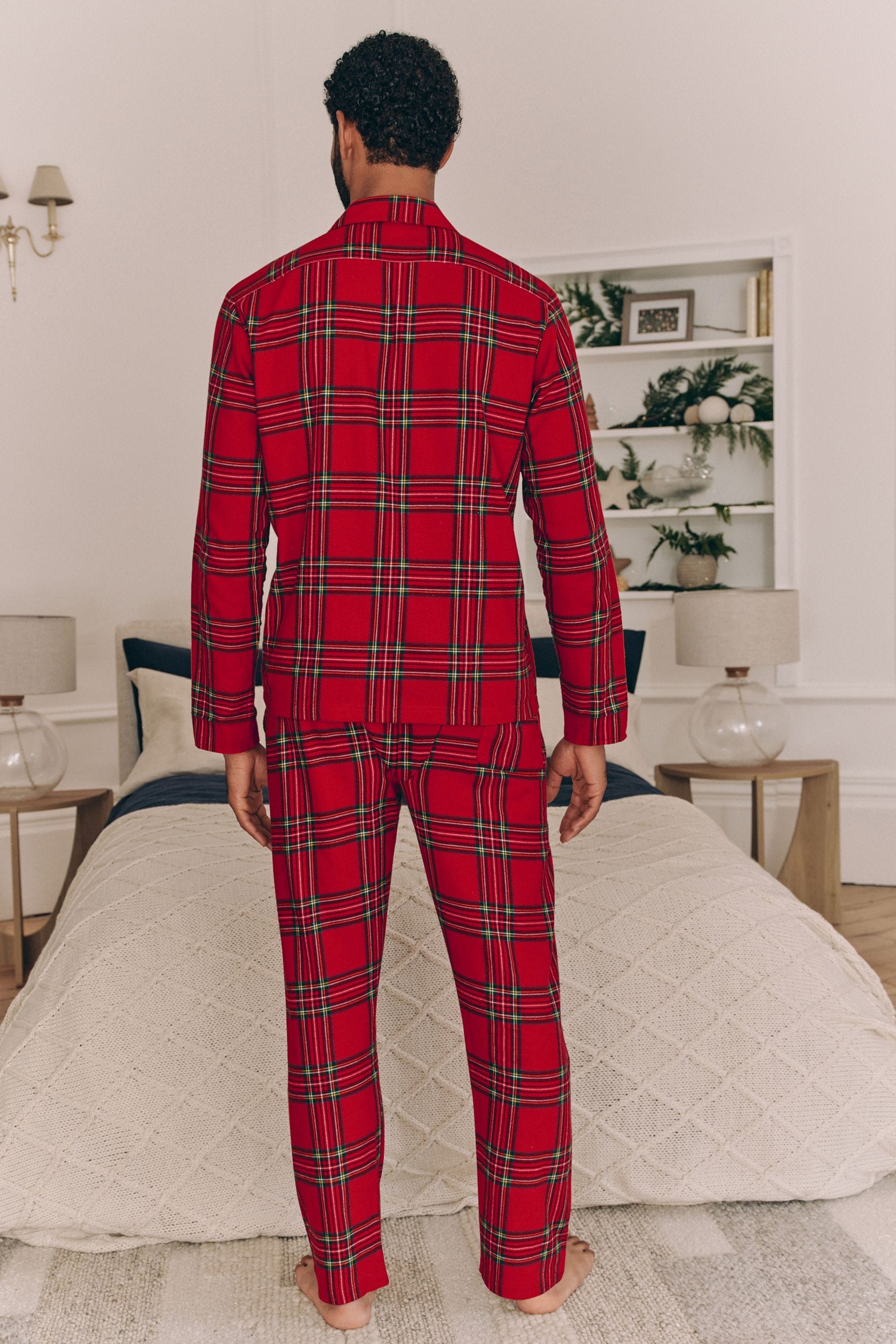Buy Red Check 100 Cotton Matching Family Mens Christmas Flannel Pyjamas from the Next UK online shop