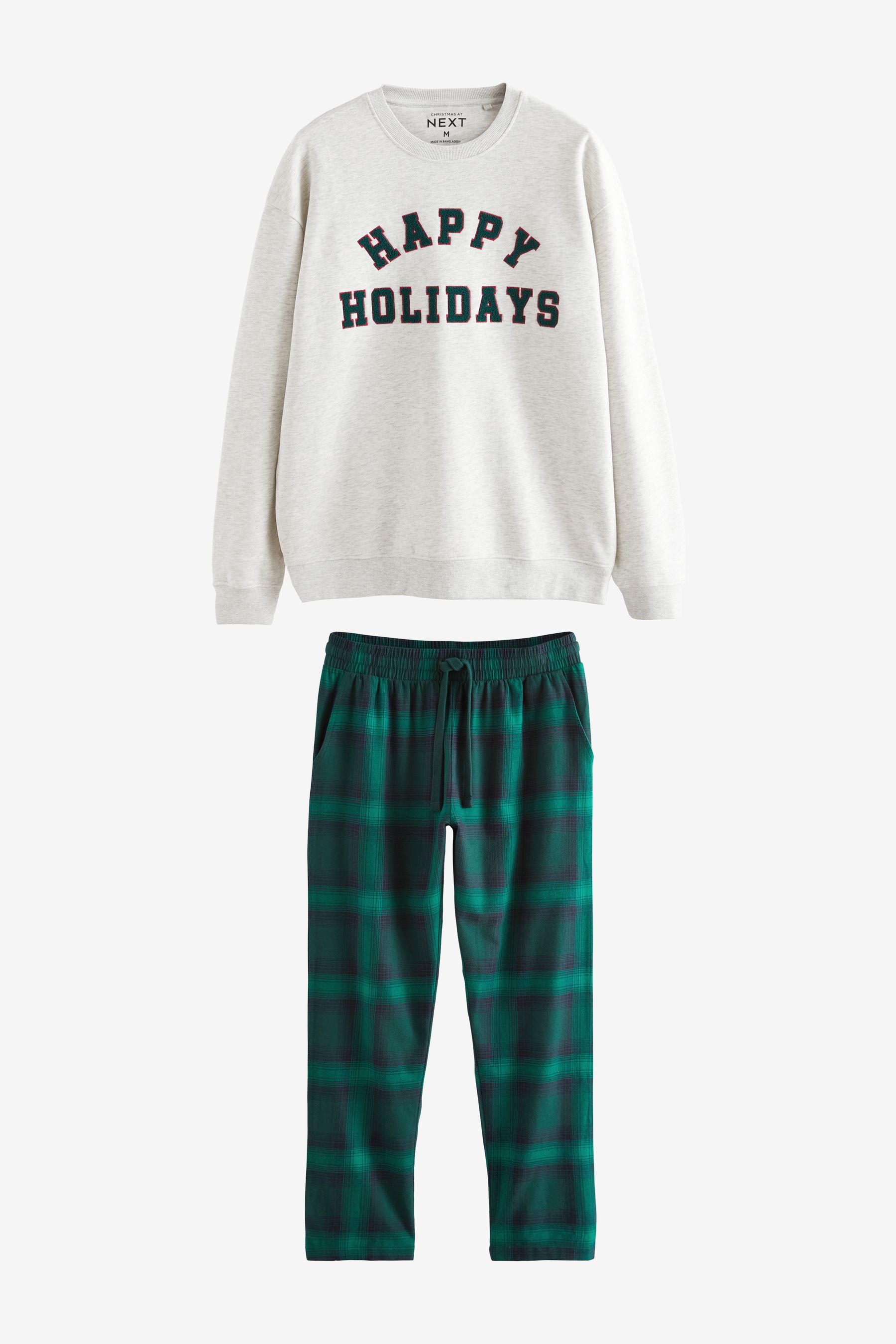 Buy Grey Green Mens Matching Family Christmas Happy Holidays Pyjamas from the Next UK online shop
