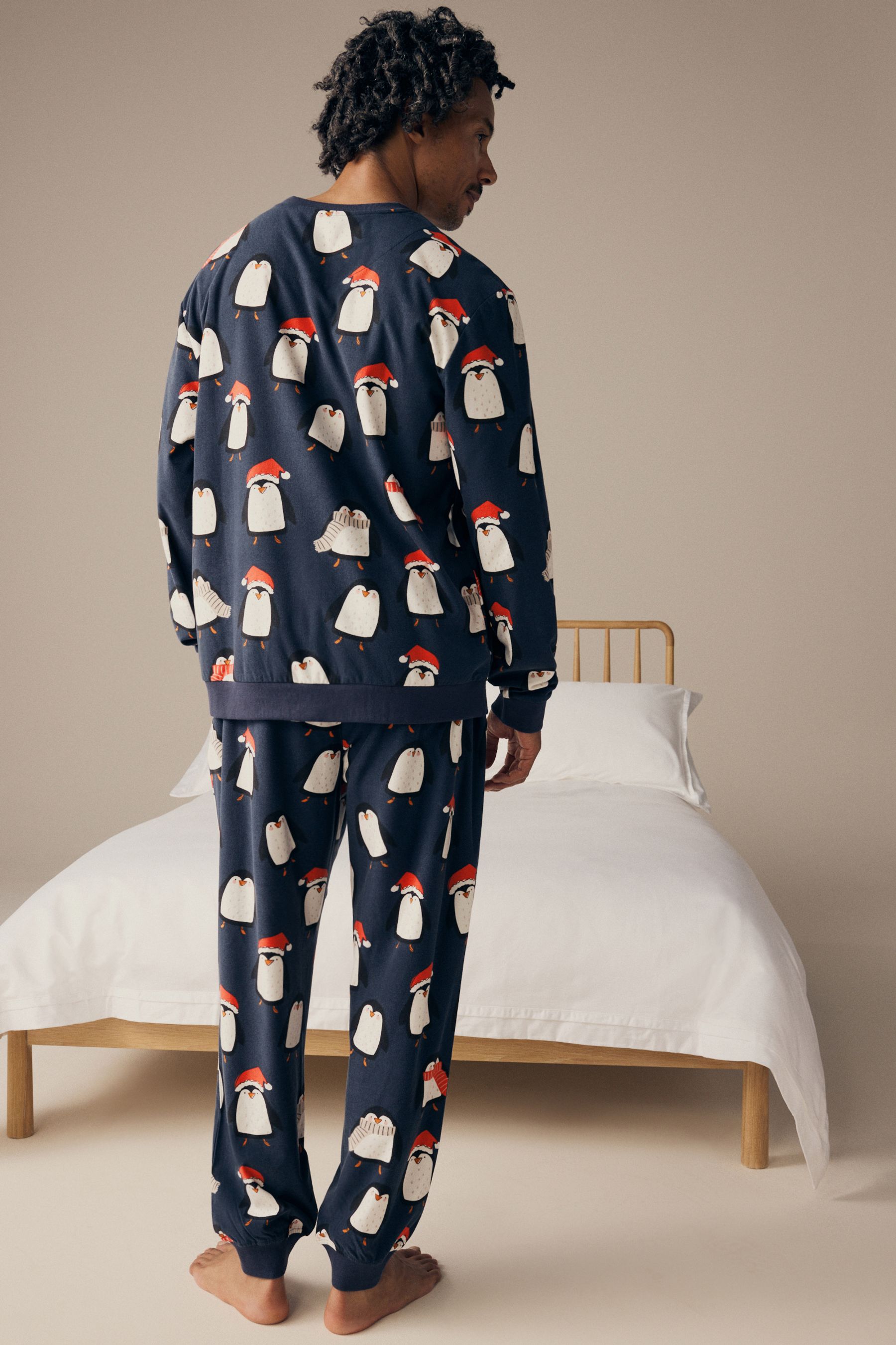 Buy Navy Blue Matching Family Mens Christmas Penguin Pyjamas from the Next UK online shop