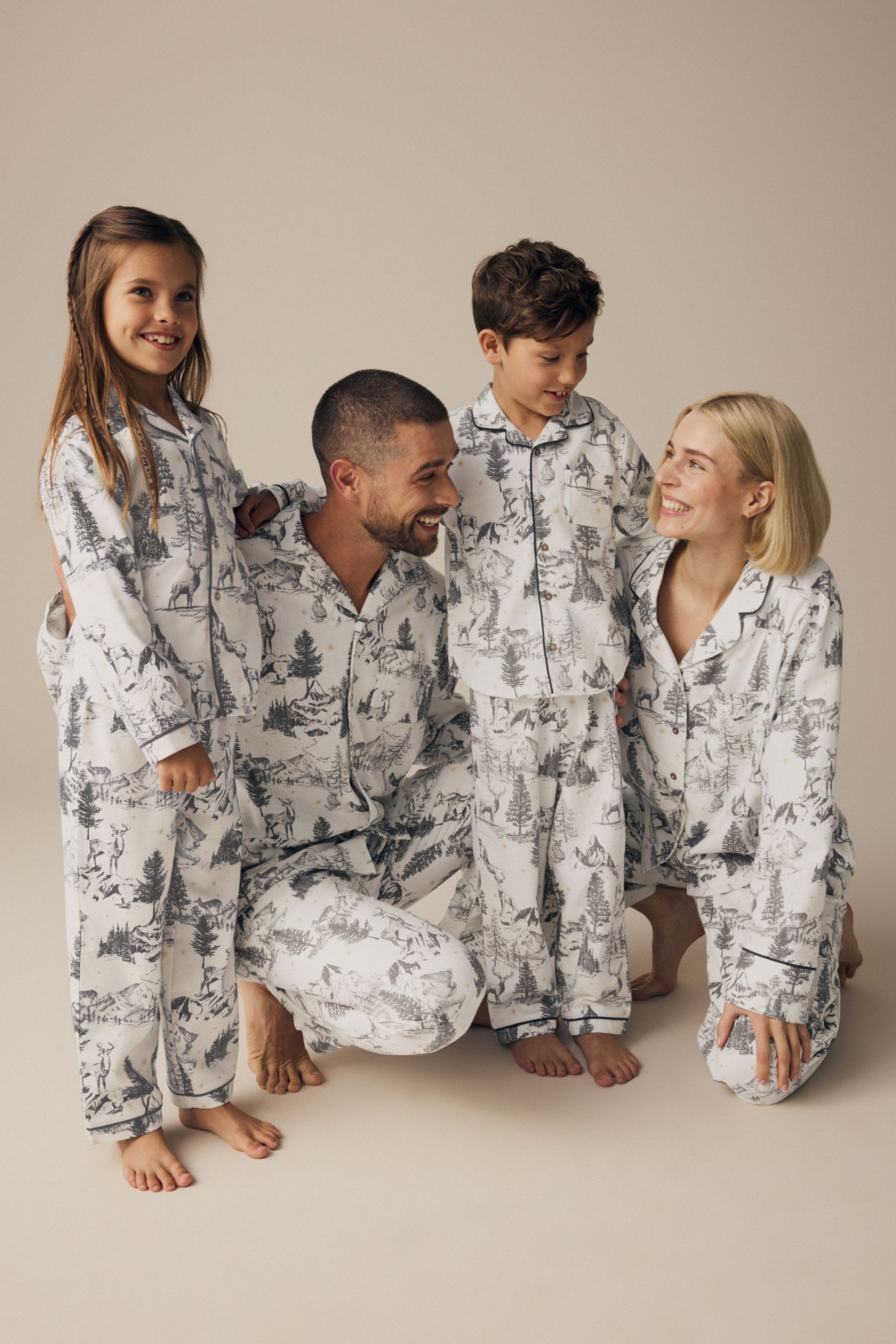 Buy Grey Mens 100 Cotton Matching Family Christmas Mountain Print Pyjamas from the Next UK online shop