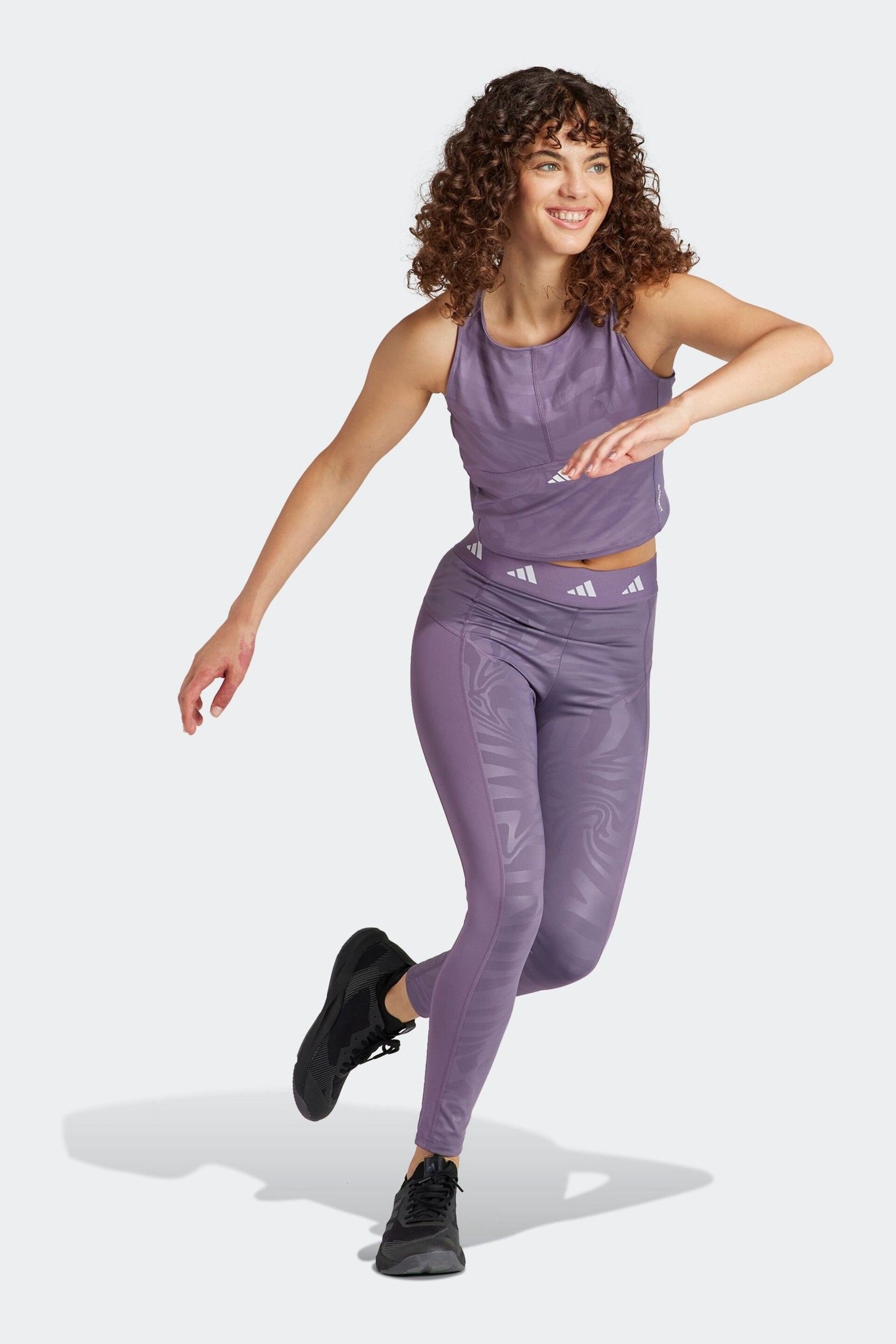 adidas Purple Techfit Printed Crop Vest - Image 3 of 7
