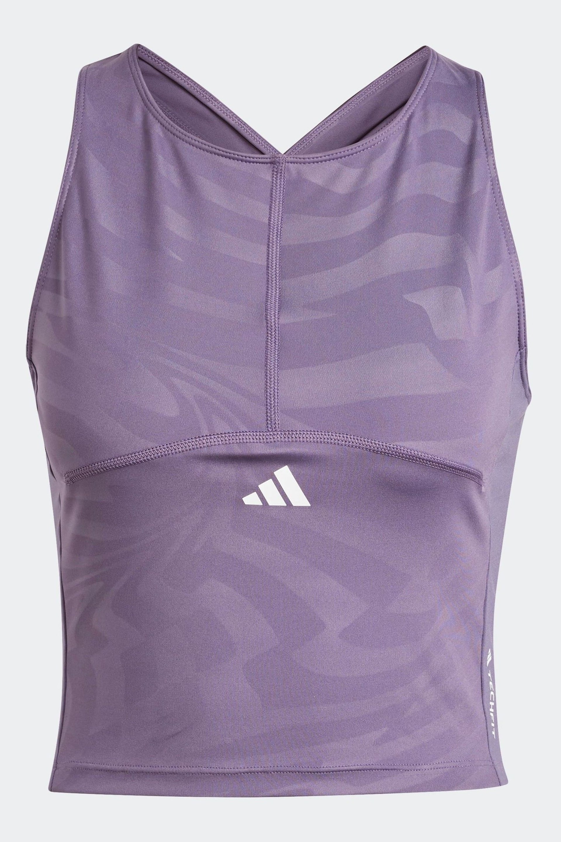 adidas Purple Techfit Printed Crop Vest - Image 7 of 7