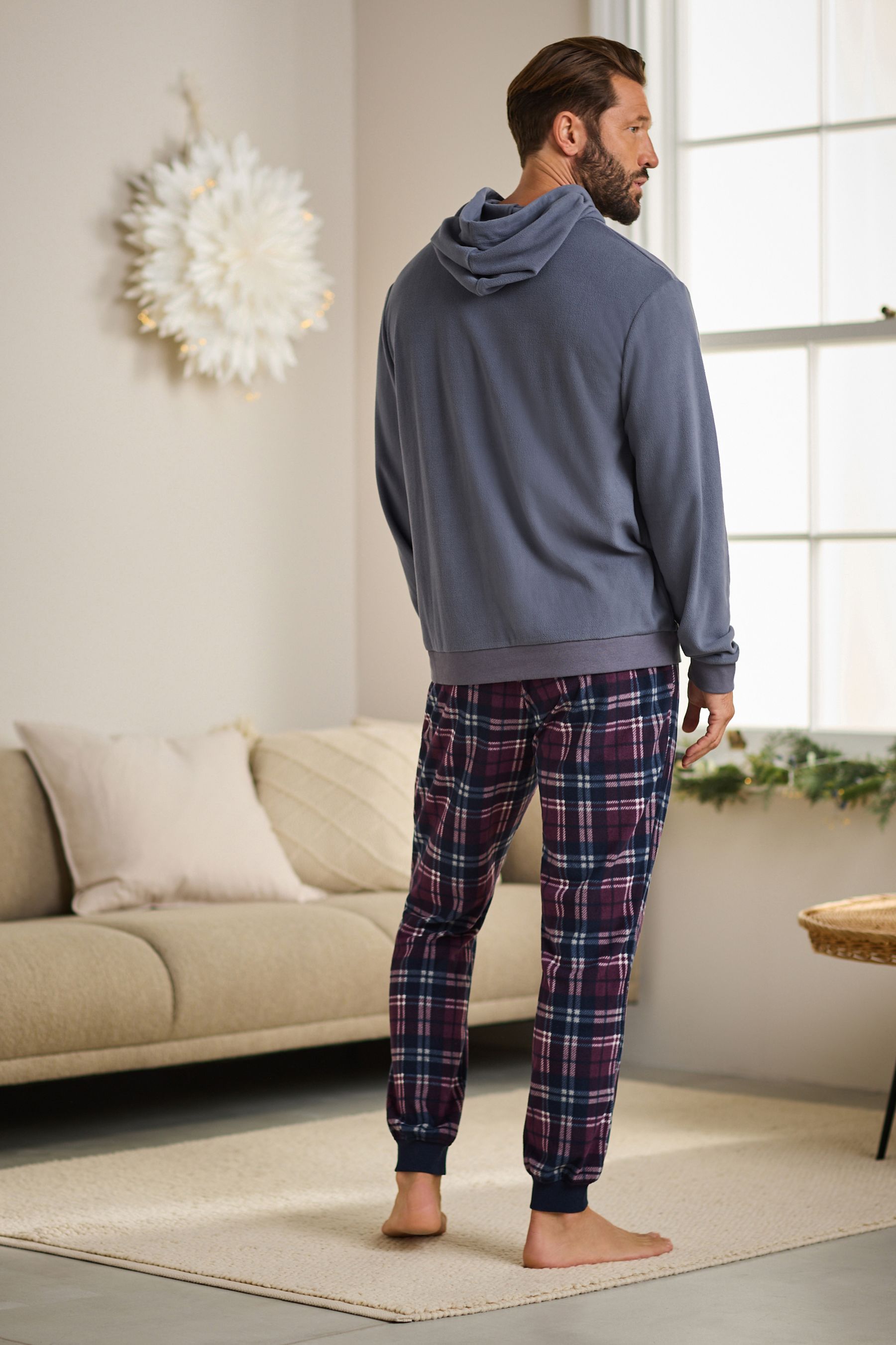 Buy Red Blue Check Thermal Long Sleeve Pyjamas Hoodie Set from the Next UK online shop