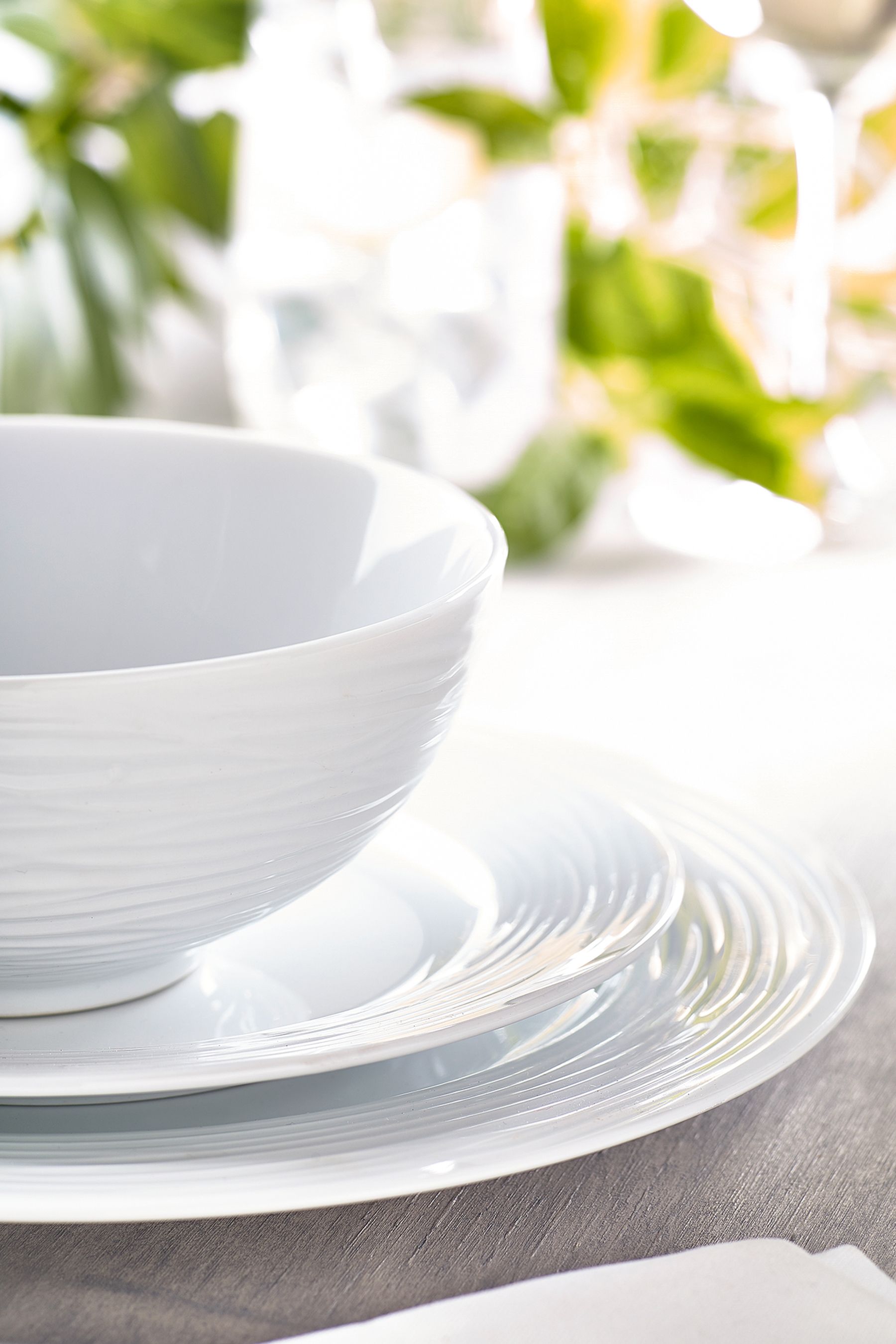 White Malvern Embossed Dinner Set