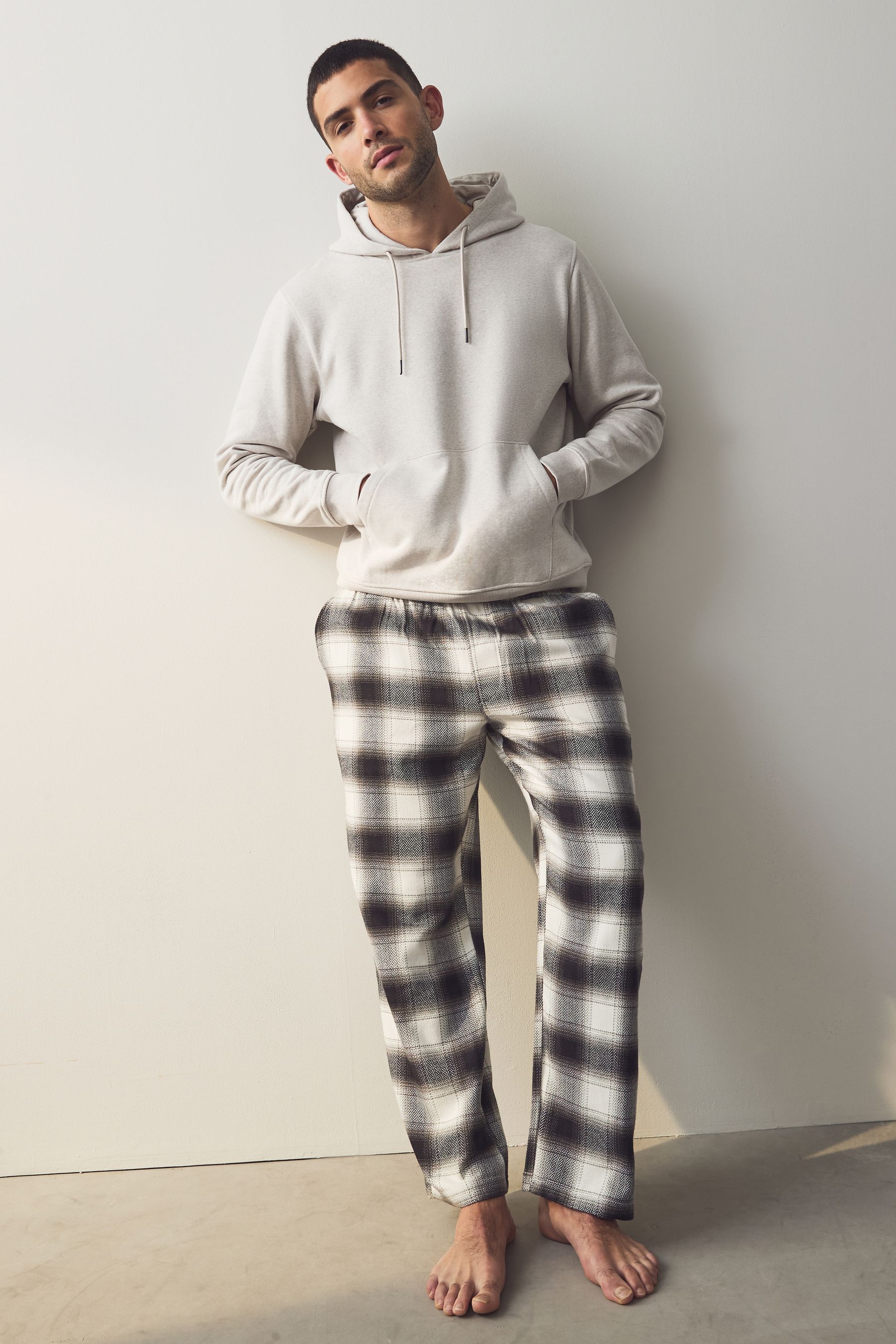 Neutral Check Overhead Pyjamas Set