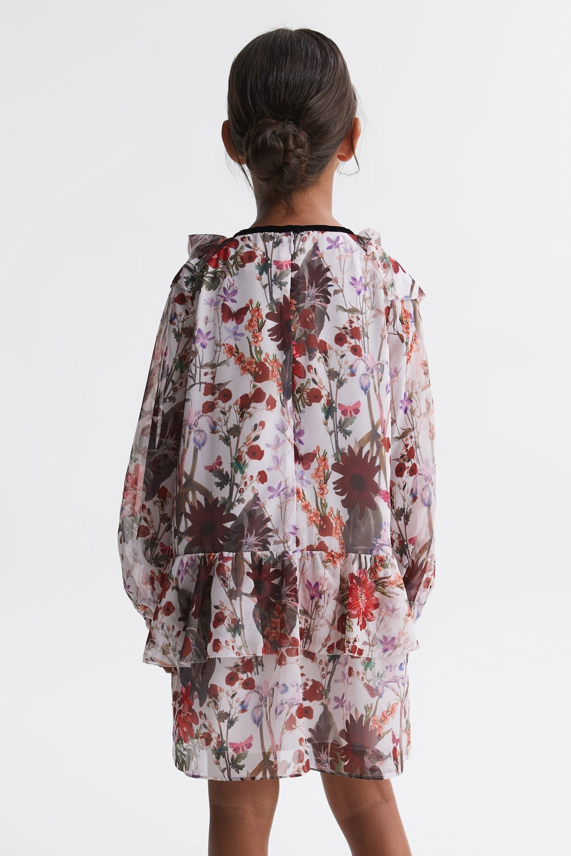 Reiss Multi Yara Senior Floral Frill Bow Dress - Image 5 of 6