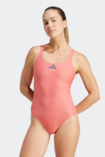 adidas Pink 3 Bar Logo Swimsuit