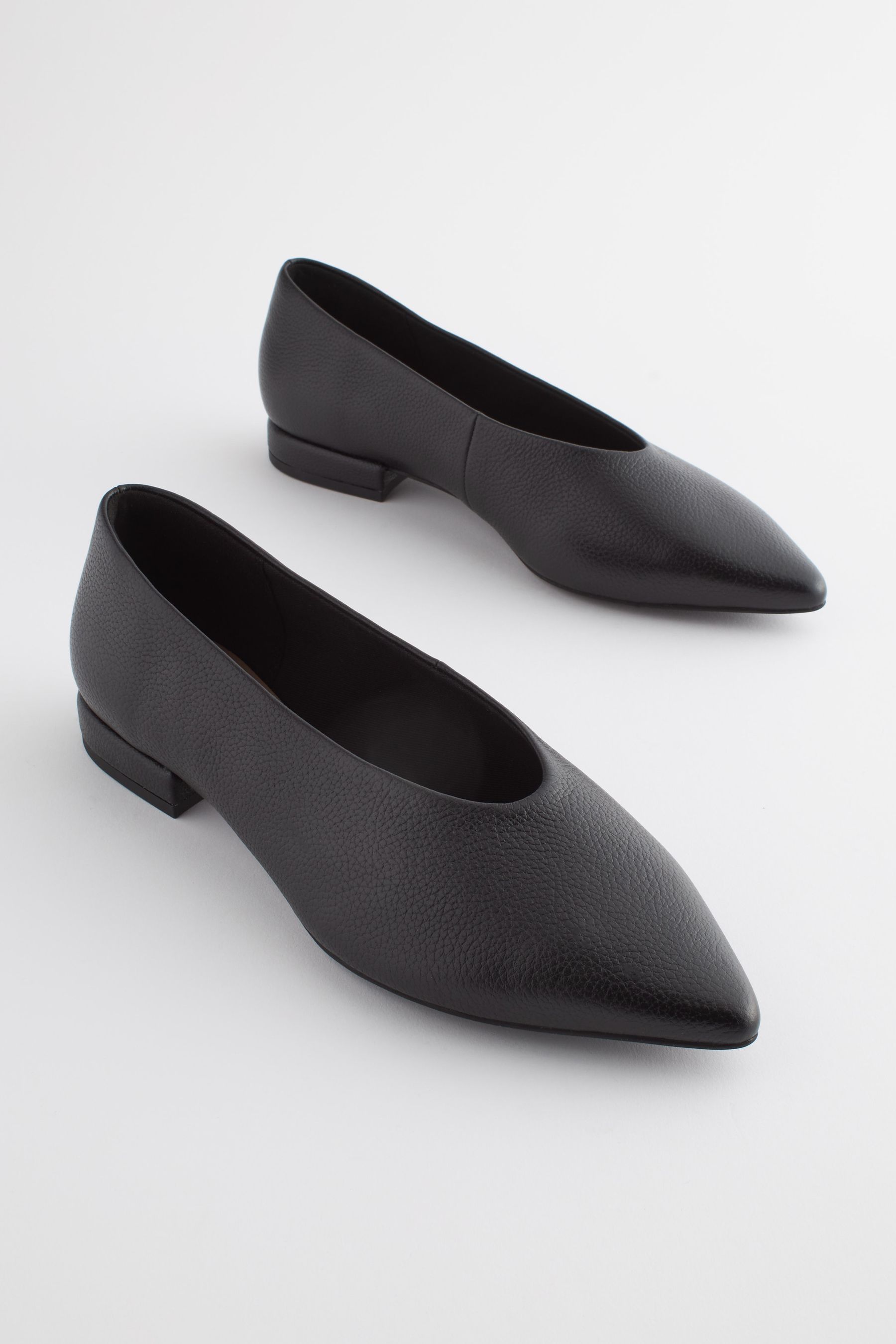 Buy Black Forever Comfort Leather Point Toe Ballerina Shoes from Next Luxembourg