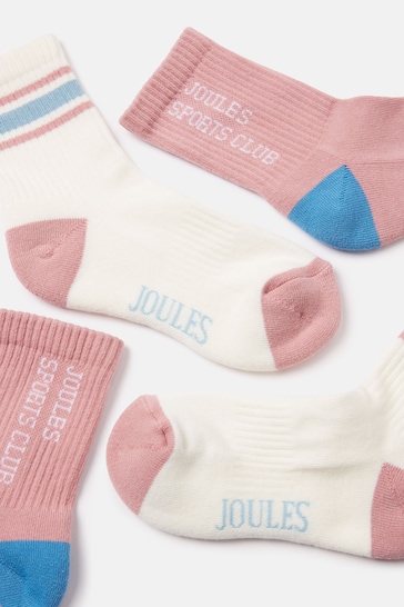 Joules Girls' Volley Pink Tennis Ankle Socks (2 Pack)