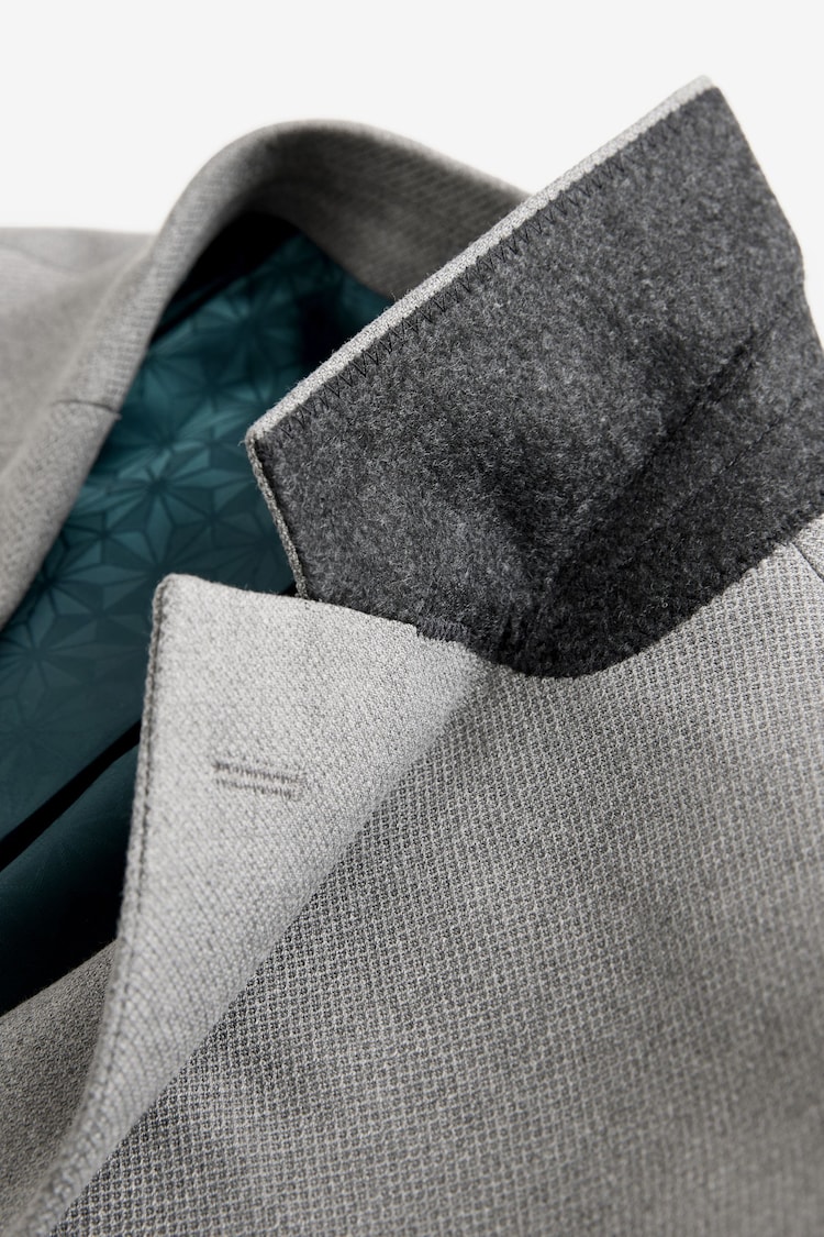 Grey Regular Fit Textured Suit Jacket - Image 11 of 11