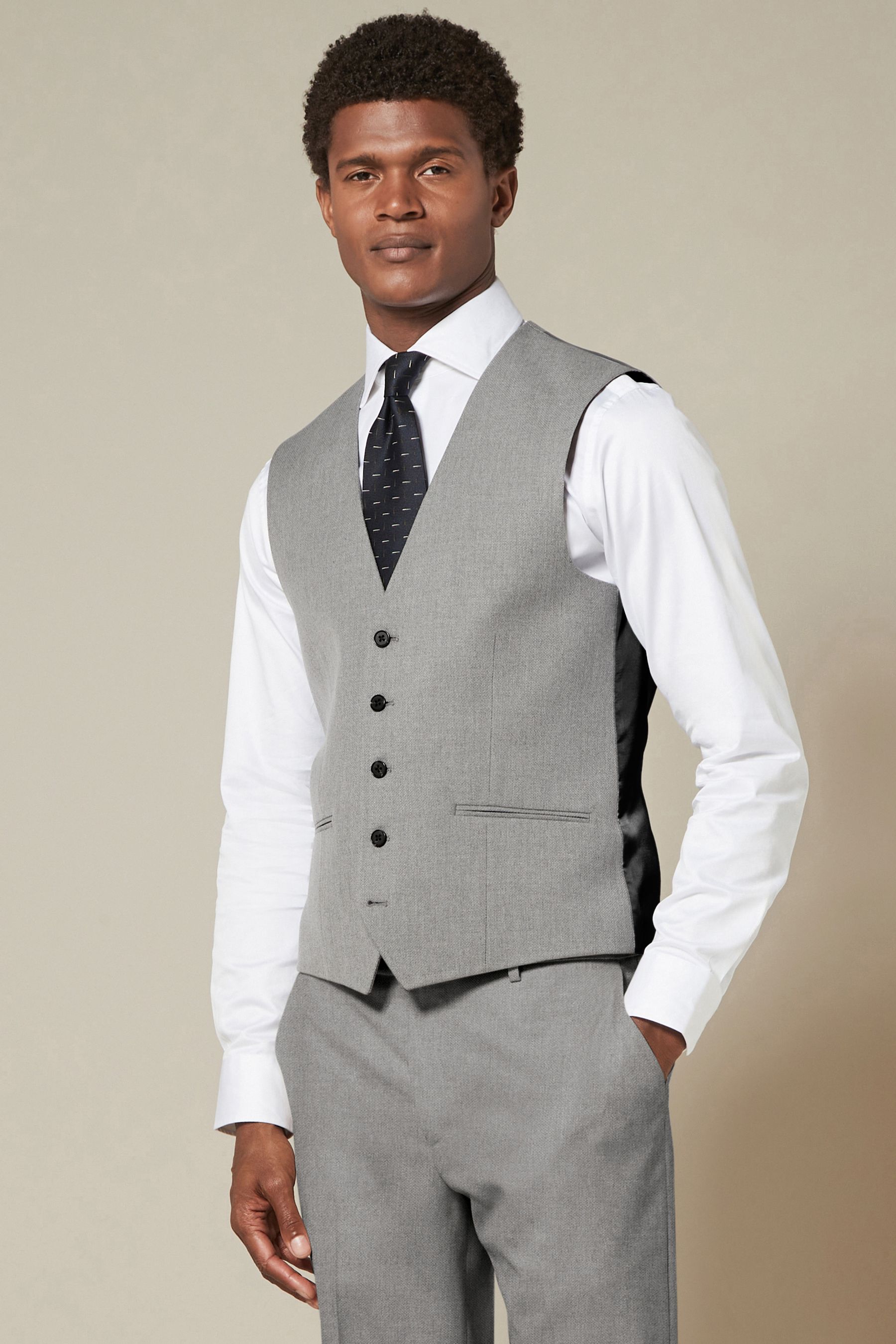 Grey textured waistcoat clearance