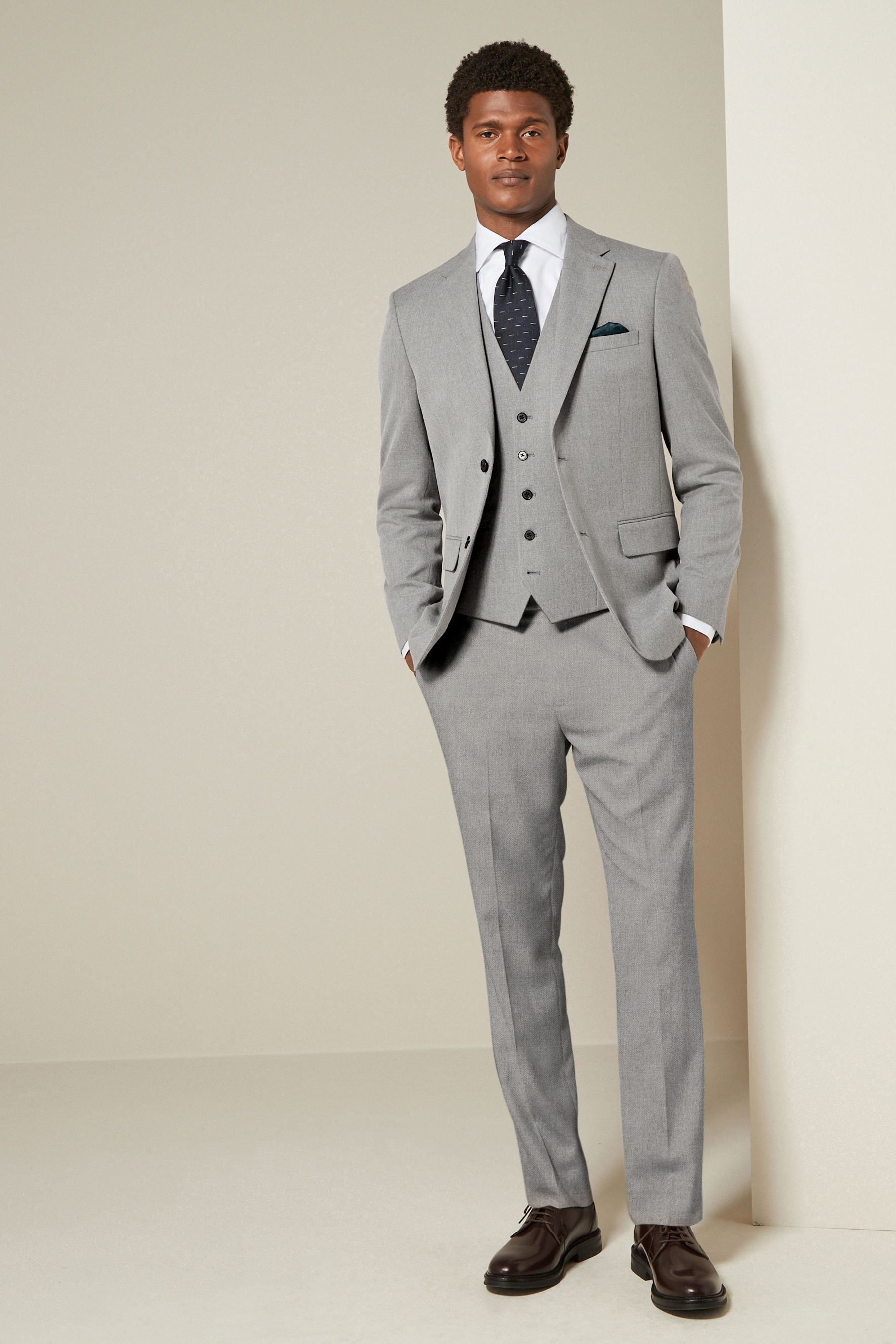 Buy Grey Textured Suit Waistcoat from Next France