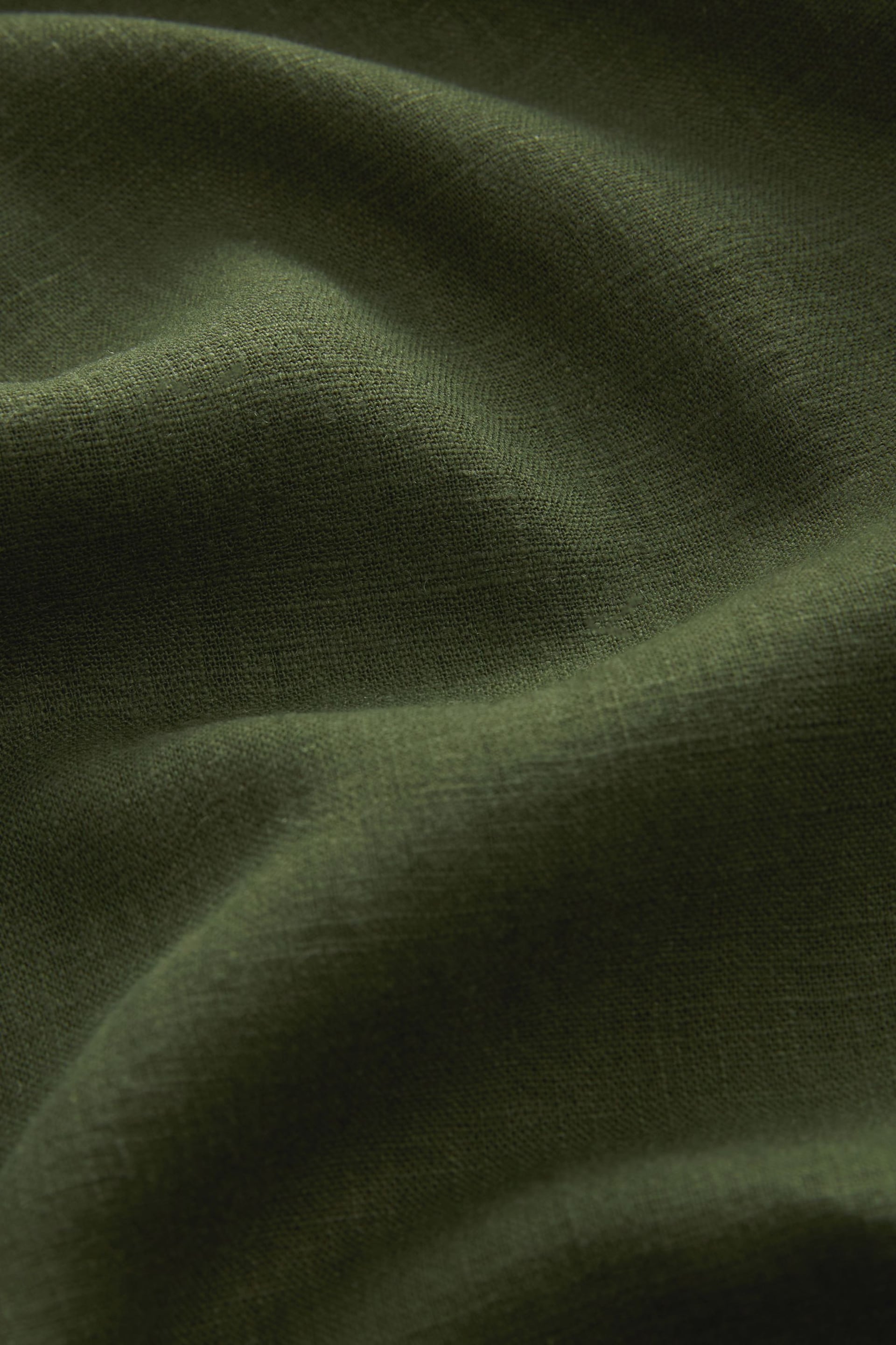 Khaki Green Linen Blend Wide Leg Trousers - Image 6 of 6