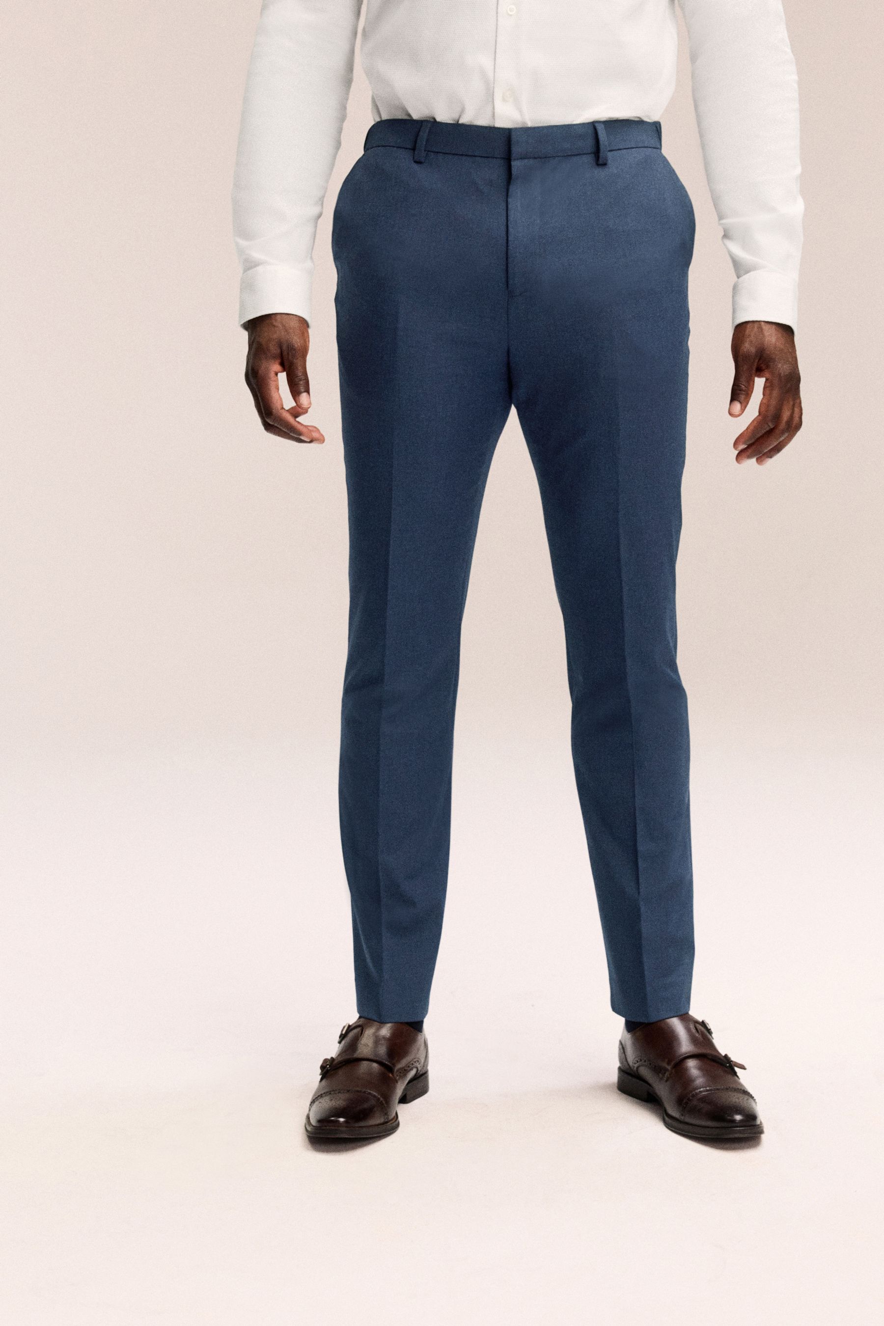 Buy Bleu moyen Moulant Pantalon de costume stretch Motionflex from Next Luxembourg