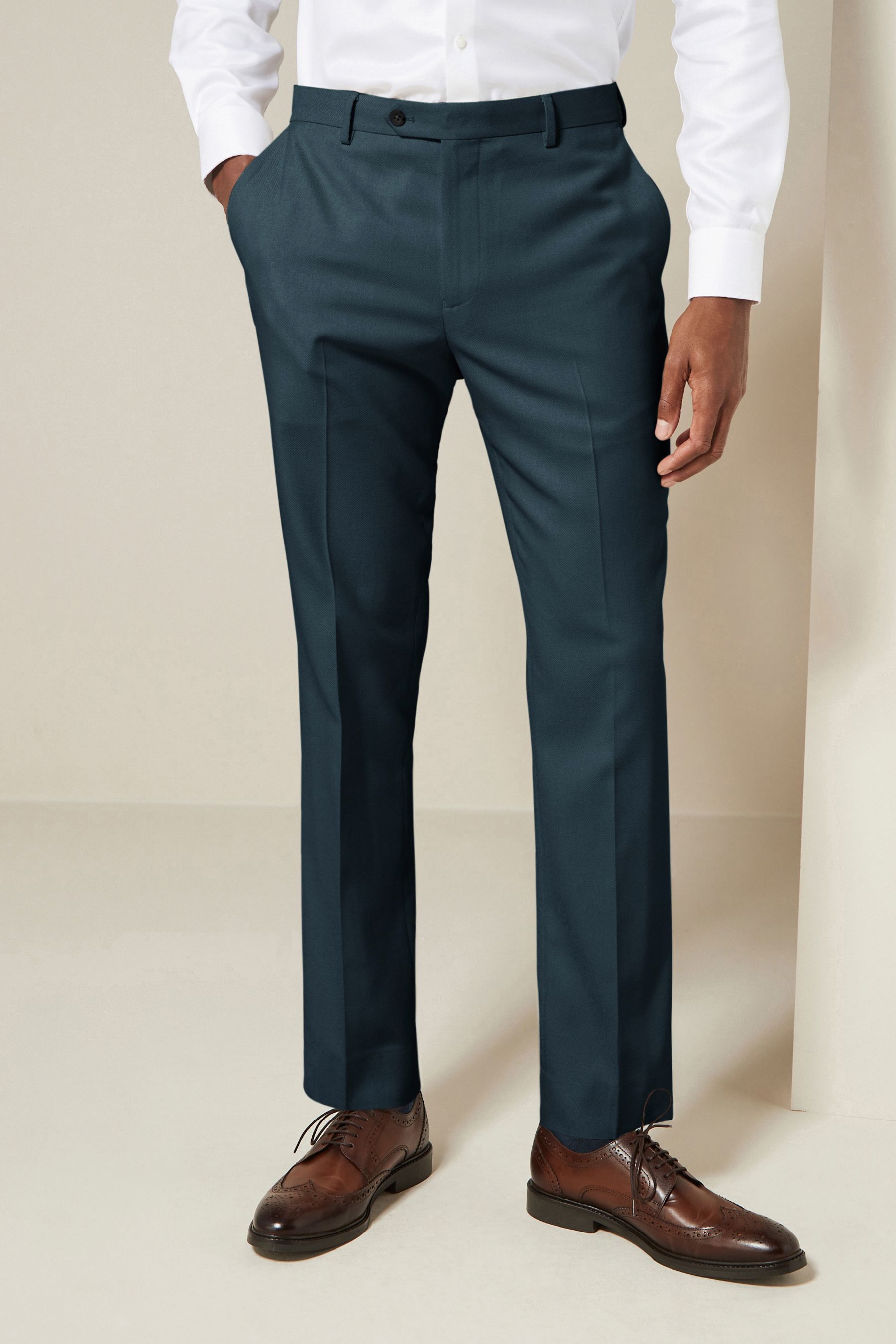 Buy Teal Blue Slim Fit Textured Suit Trousers from the Next UK online shop